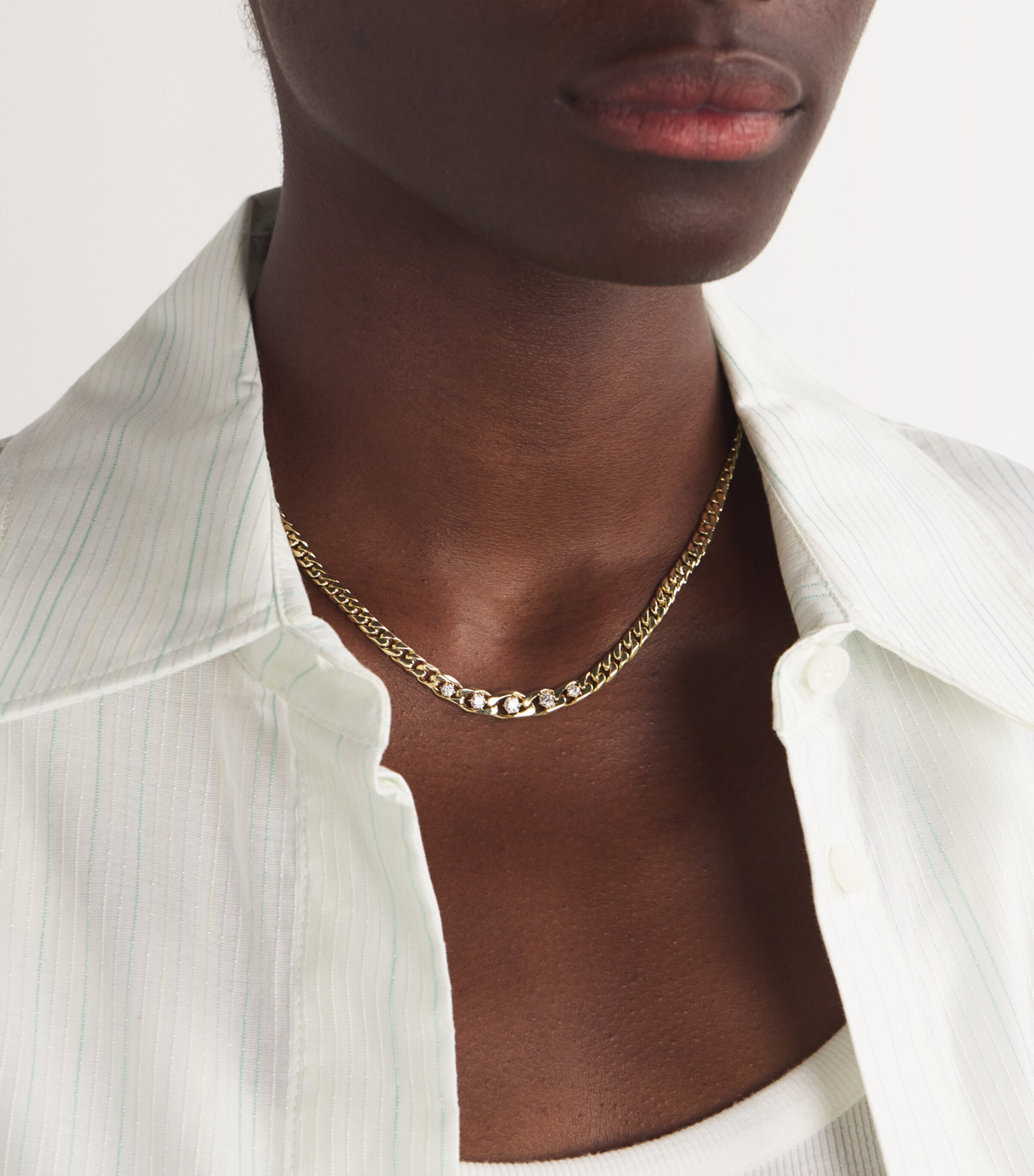 Jade Trau Yellow Gold and Diamond Piper Chain Necklace Yellow Gold Image 2