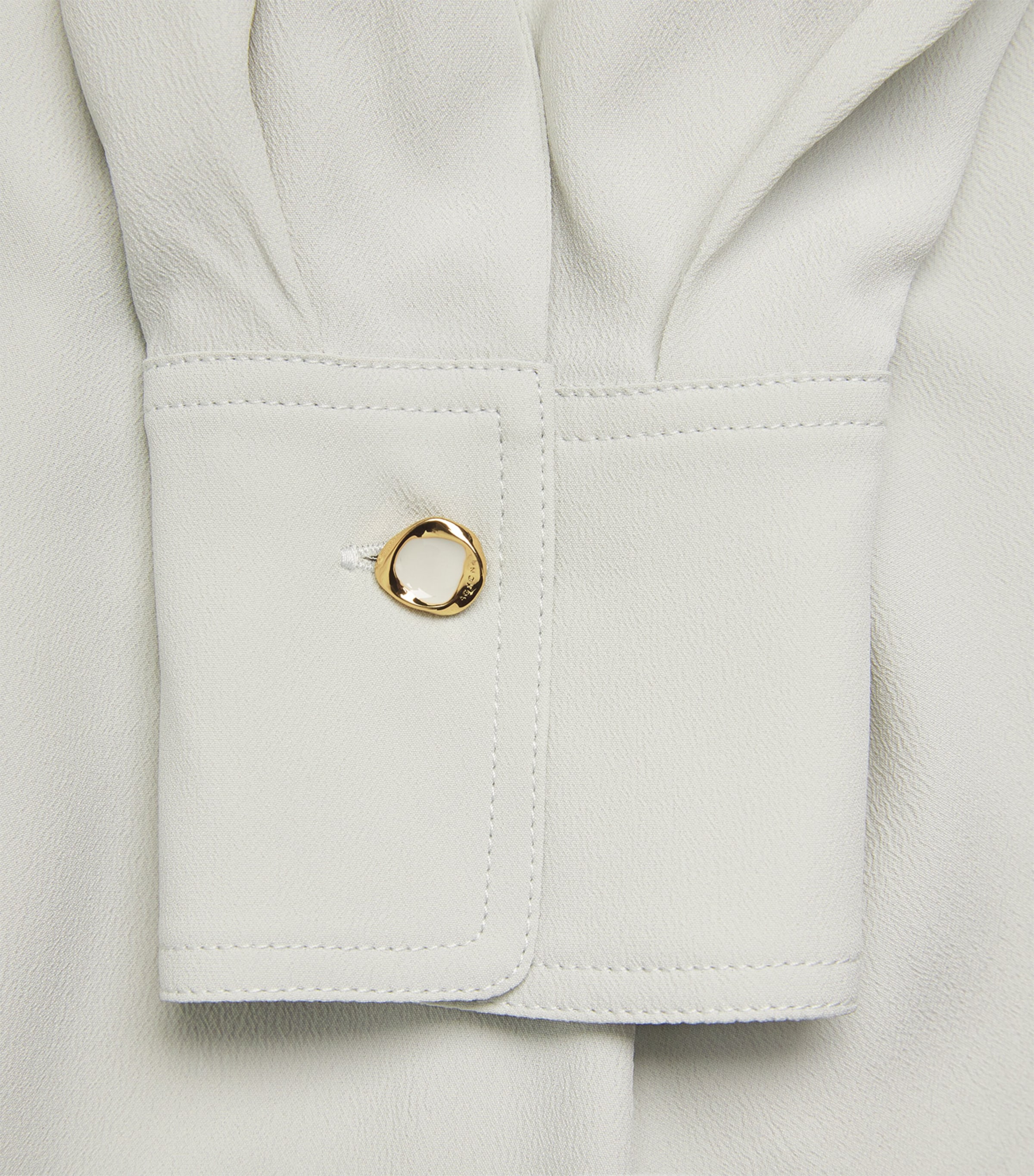 Agnona Womens Gathered Blouse Light Grey Sage Grey Image 5