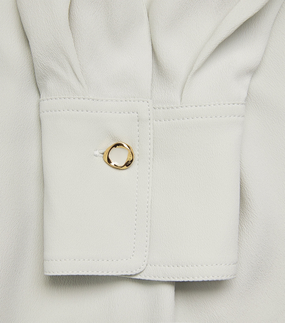 Agnona Womens Gathered Blouse Light Grey Sage Grey Image 5