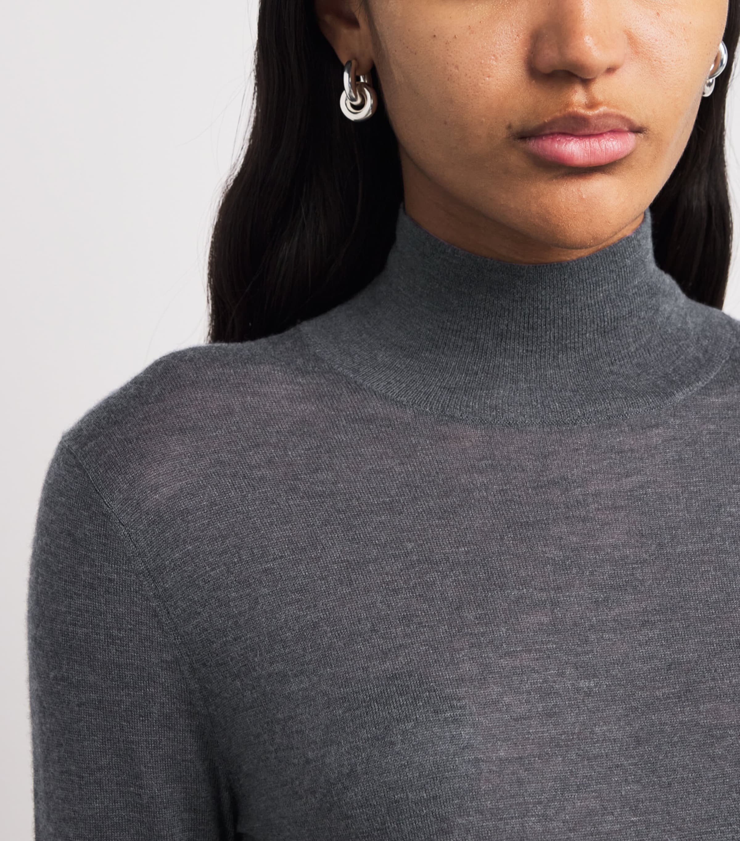 Cashmere Cashair High-Neck Sweater SMOKE Image 6