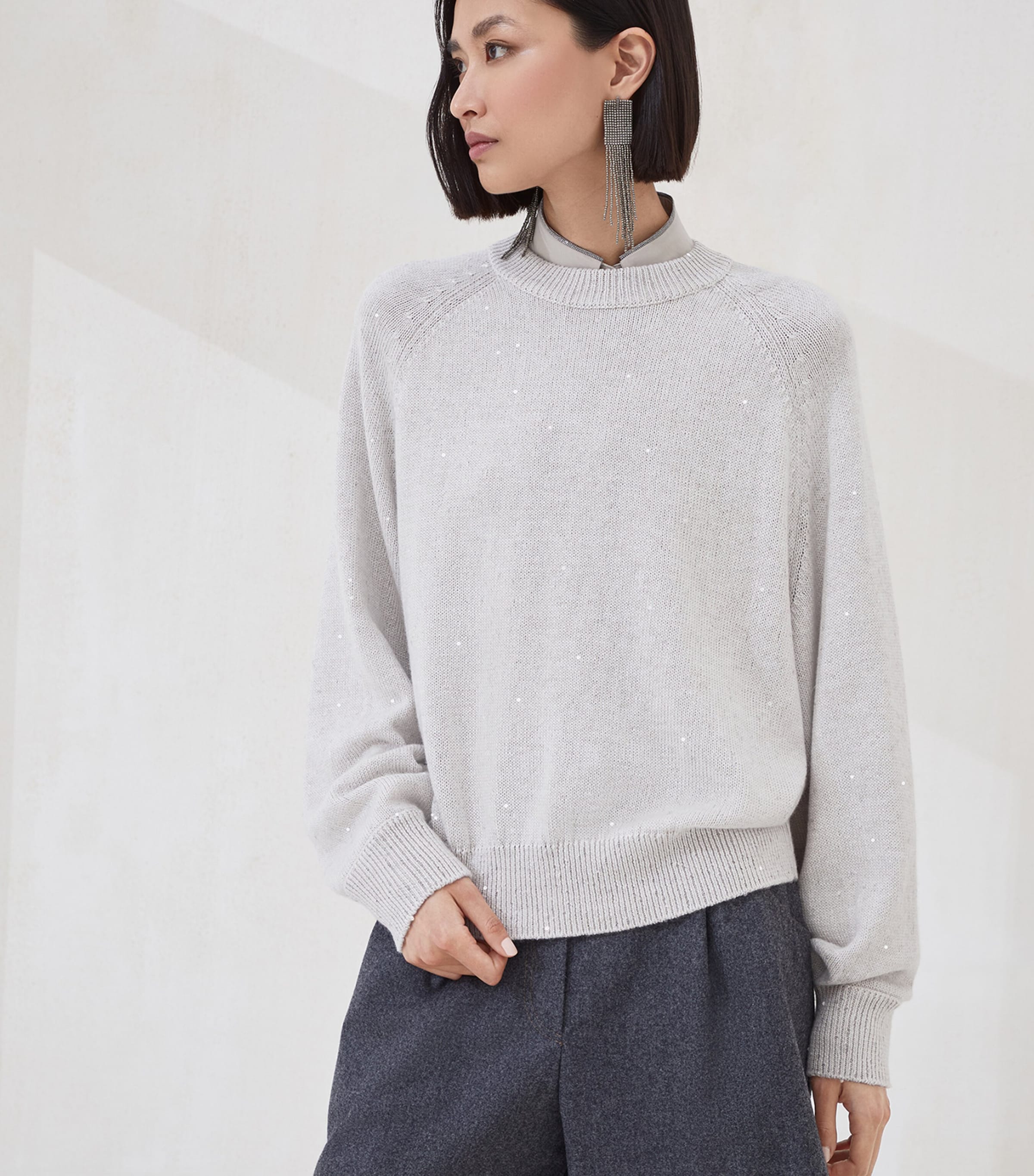 Brunello Cucinelli Womens Cashmere-Silk Diamond Yarn Sweater Image 2