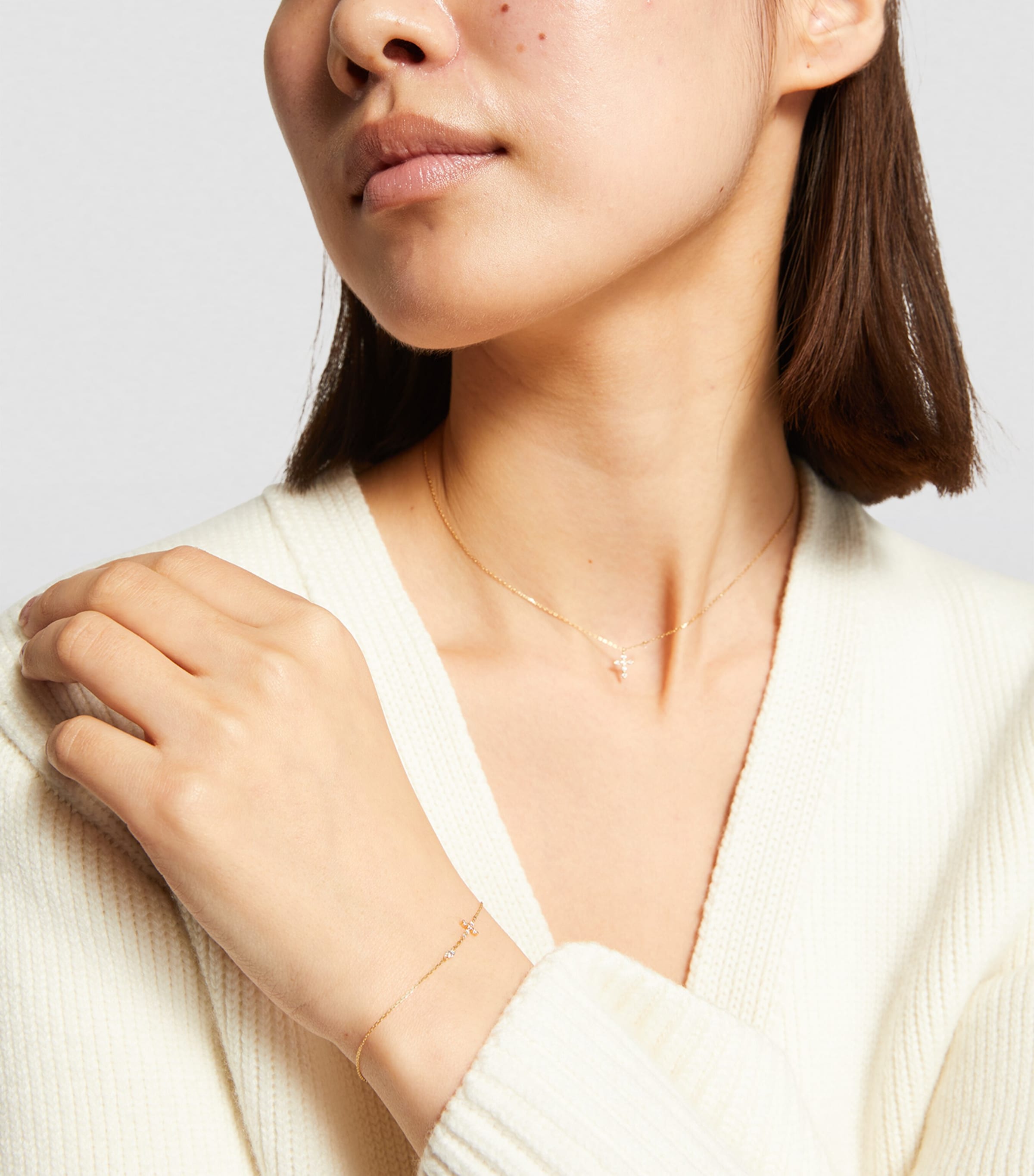 Yellow Gold and Diamond Symbols Cross Bracelet YELLOW GOLD Image 4