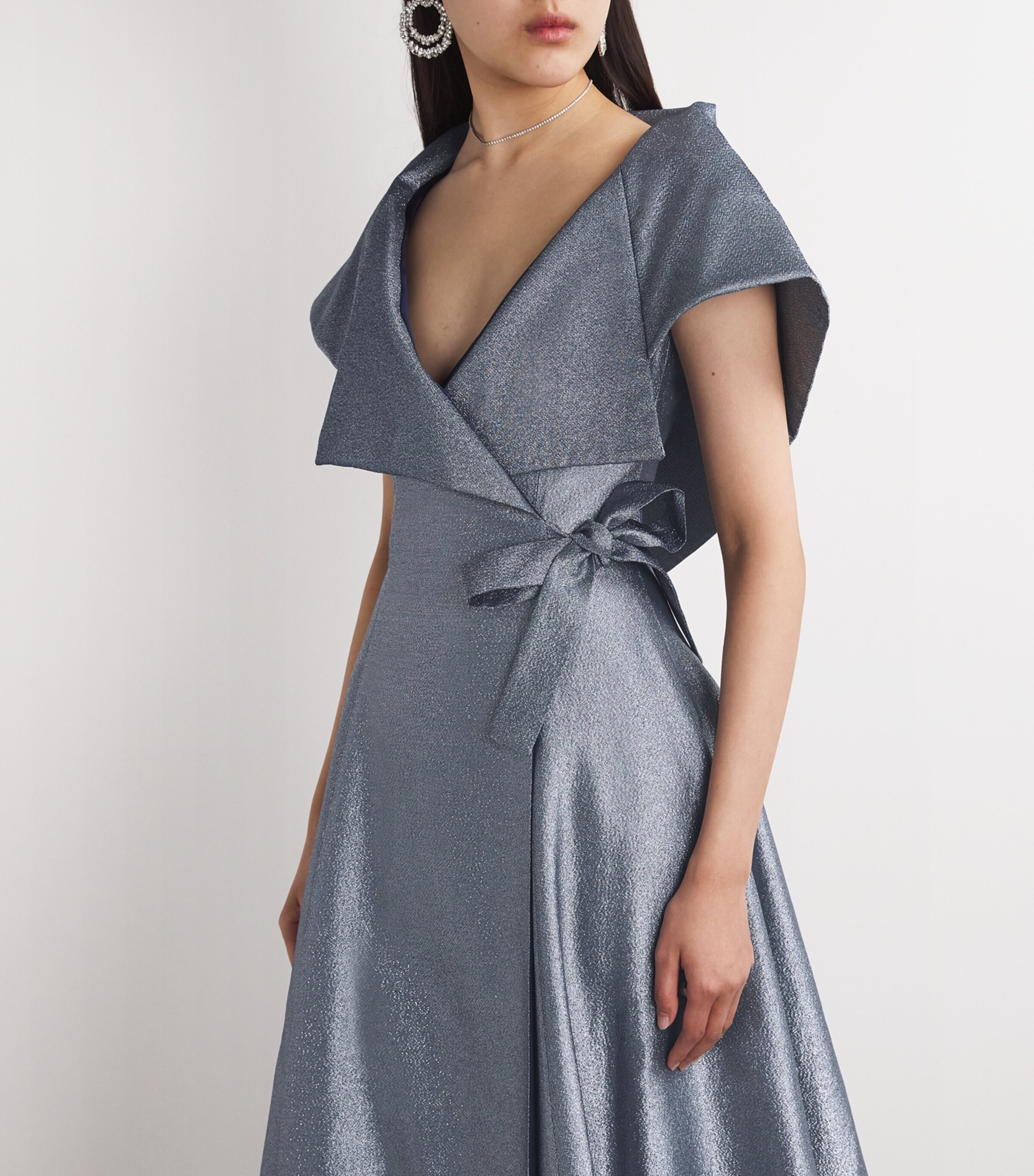 Alexis Mabille Navy Lamé Collared Gown Harrods UK