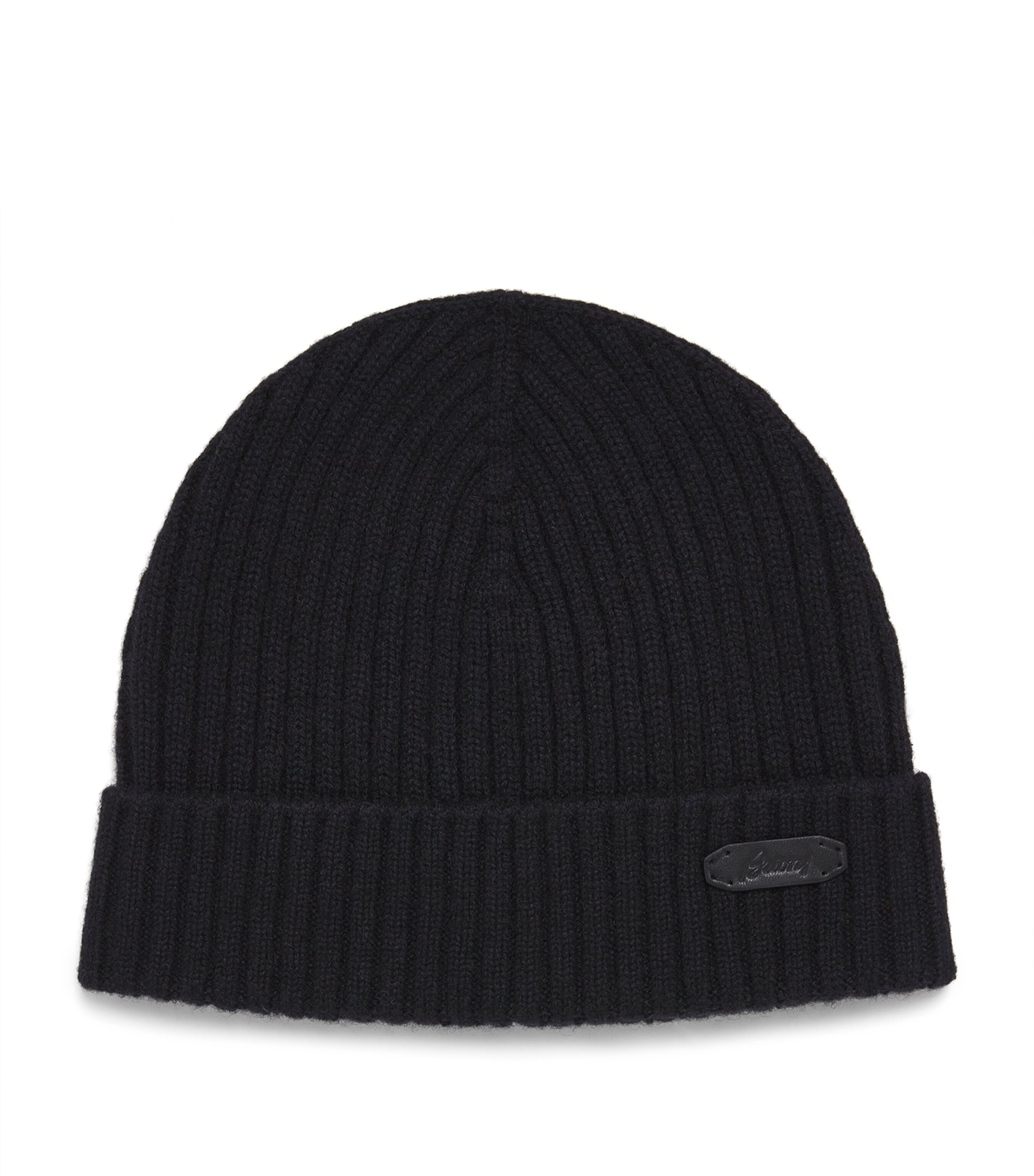 Brioni Logo-patch Beanie Hat In Blue