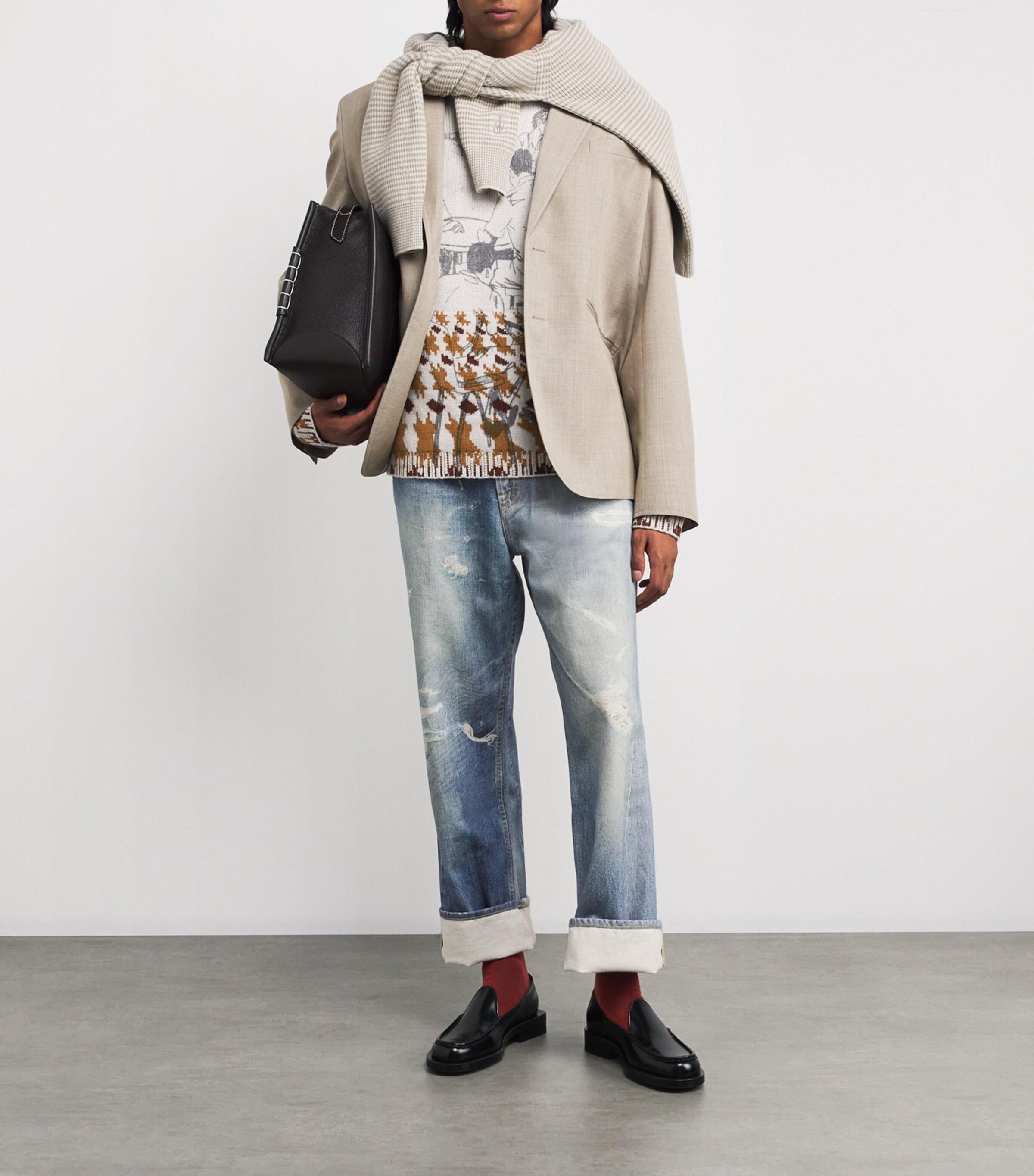 Wool-Blend Jacquard Print Sweater DOVE GREY Image 2