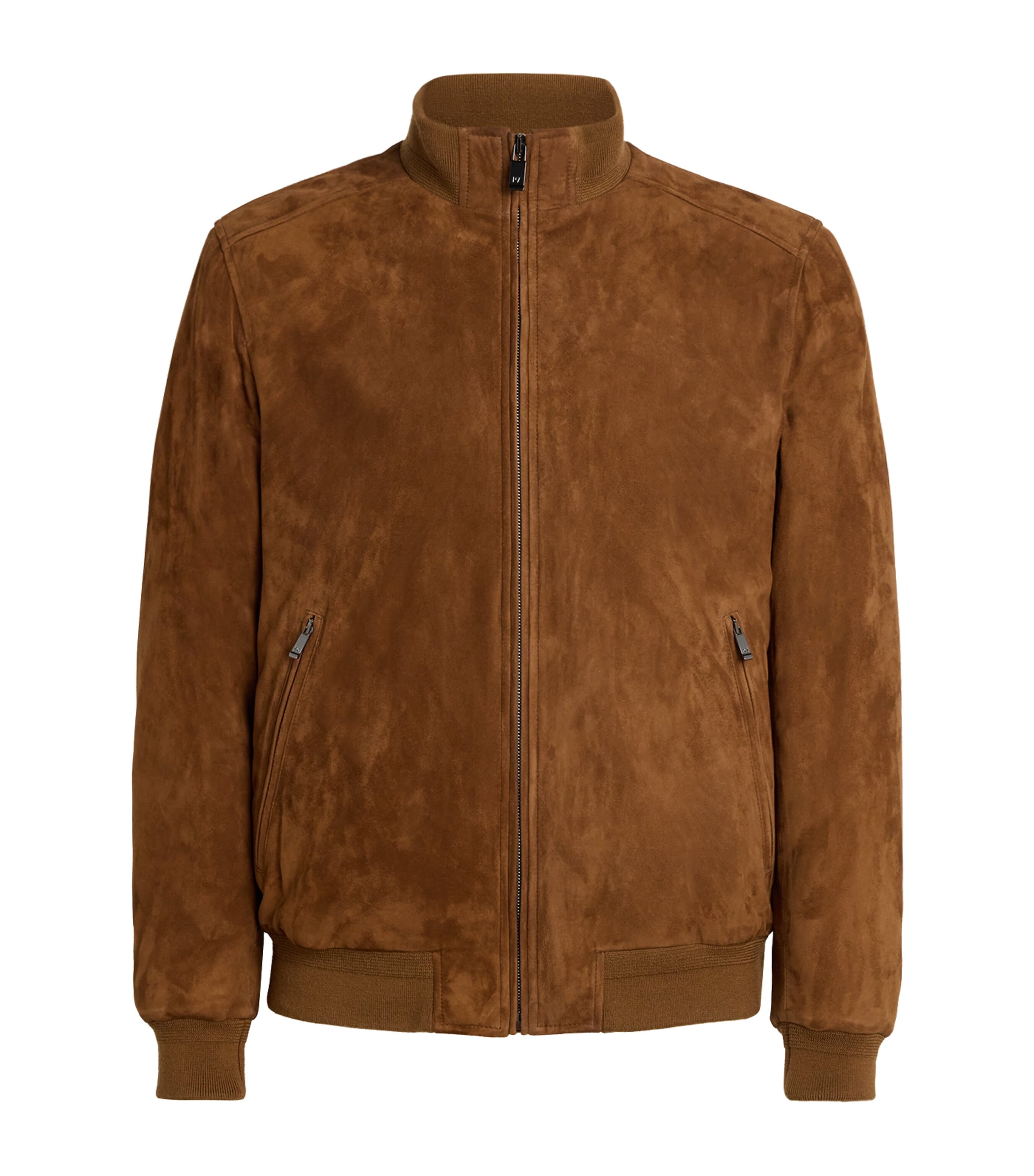 Pal Zileri Suede Bomber Jacket In Brown