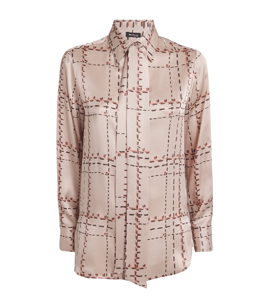 Kiton Womens Silk Check Shirt and Tie Set Powder Pink Image 1