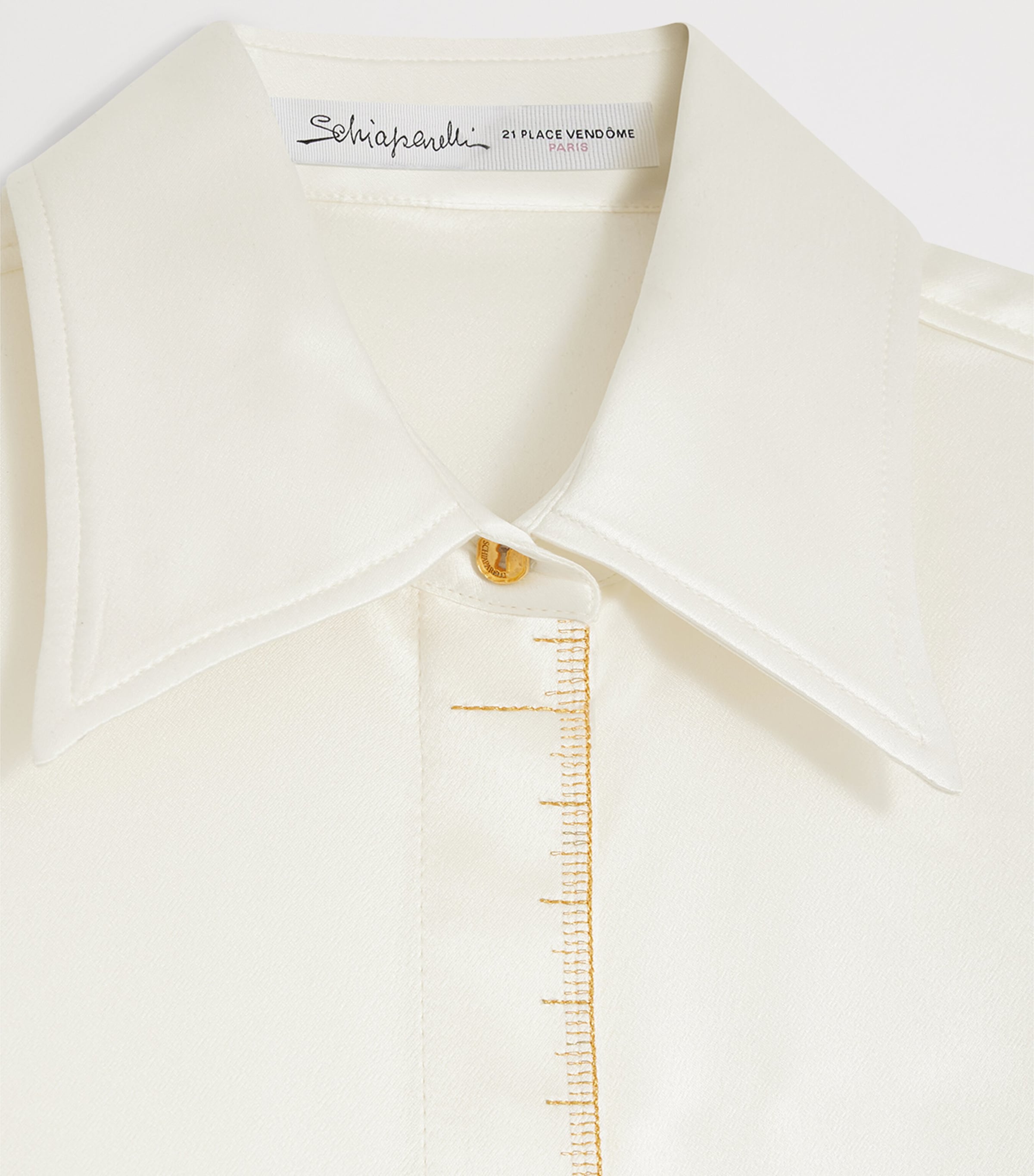 Schiaparelli Womens Silk Measuring Tape Shirt Ecru Image 3