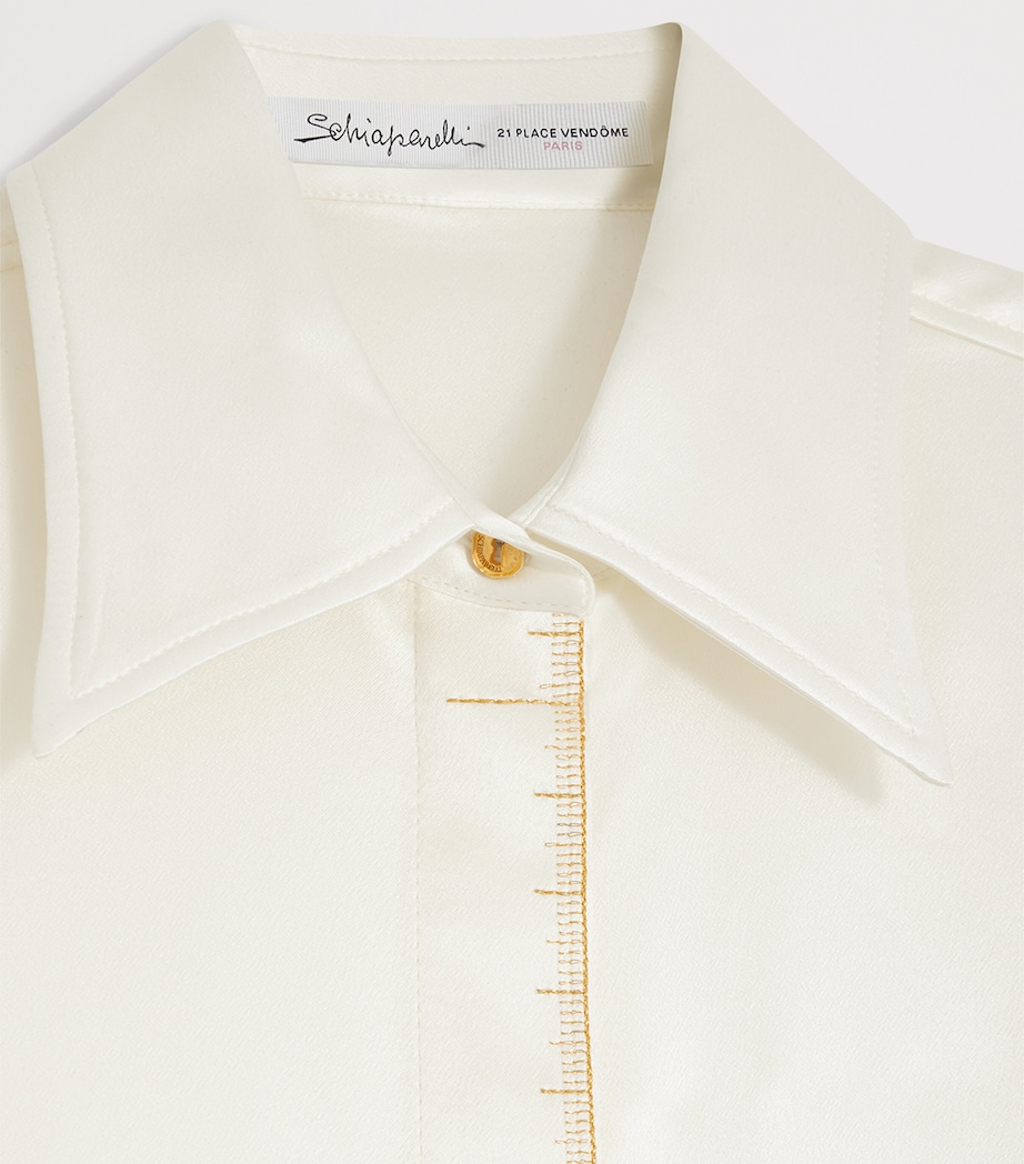 Schiaparelli Womens Silk Measuring Tape Shirt Ecru Image 3