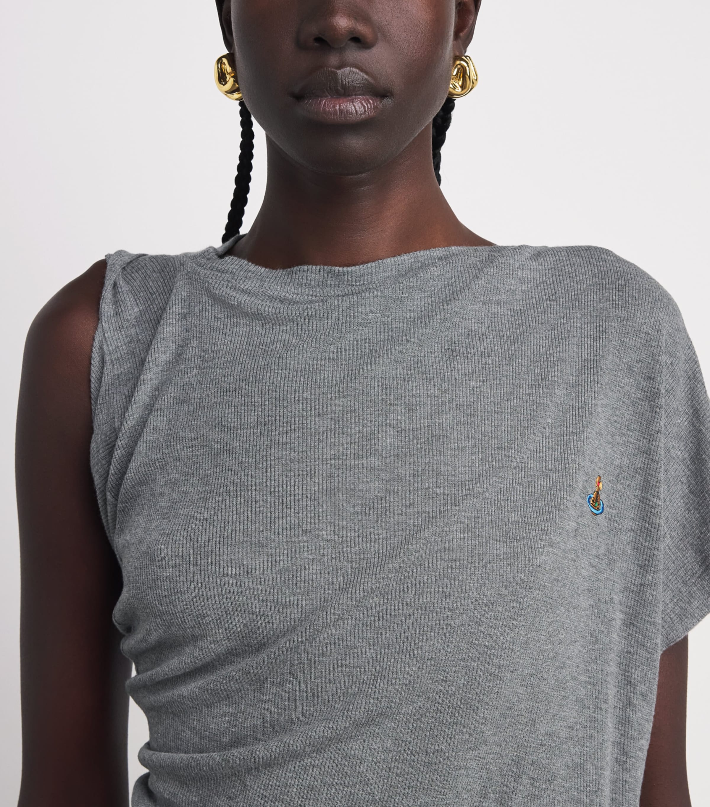 Vivienne Westwood Womens Asymmetric Orb Hebo Top Grey Melang Image 3