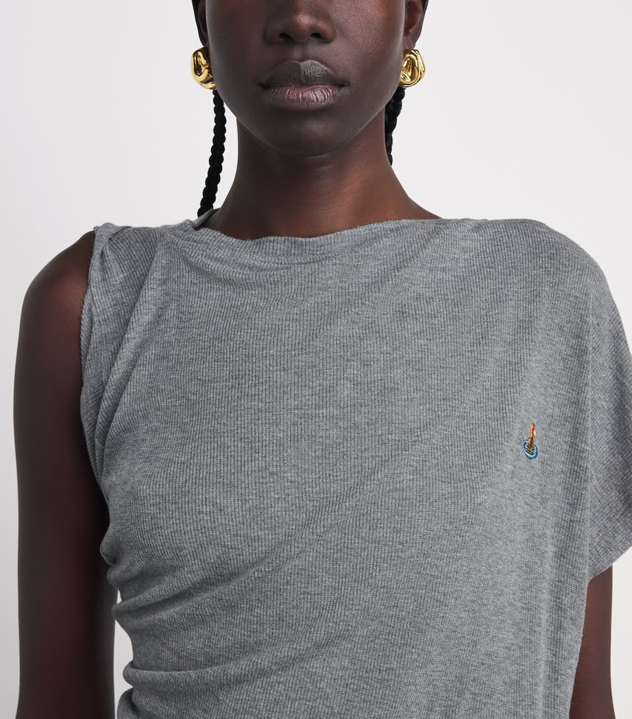 Vivienne Westwood Womens Asymmetric Orb Hebo Top Grey Melang Image 3