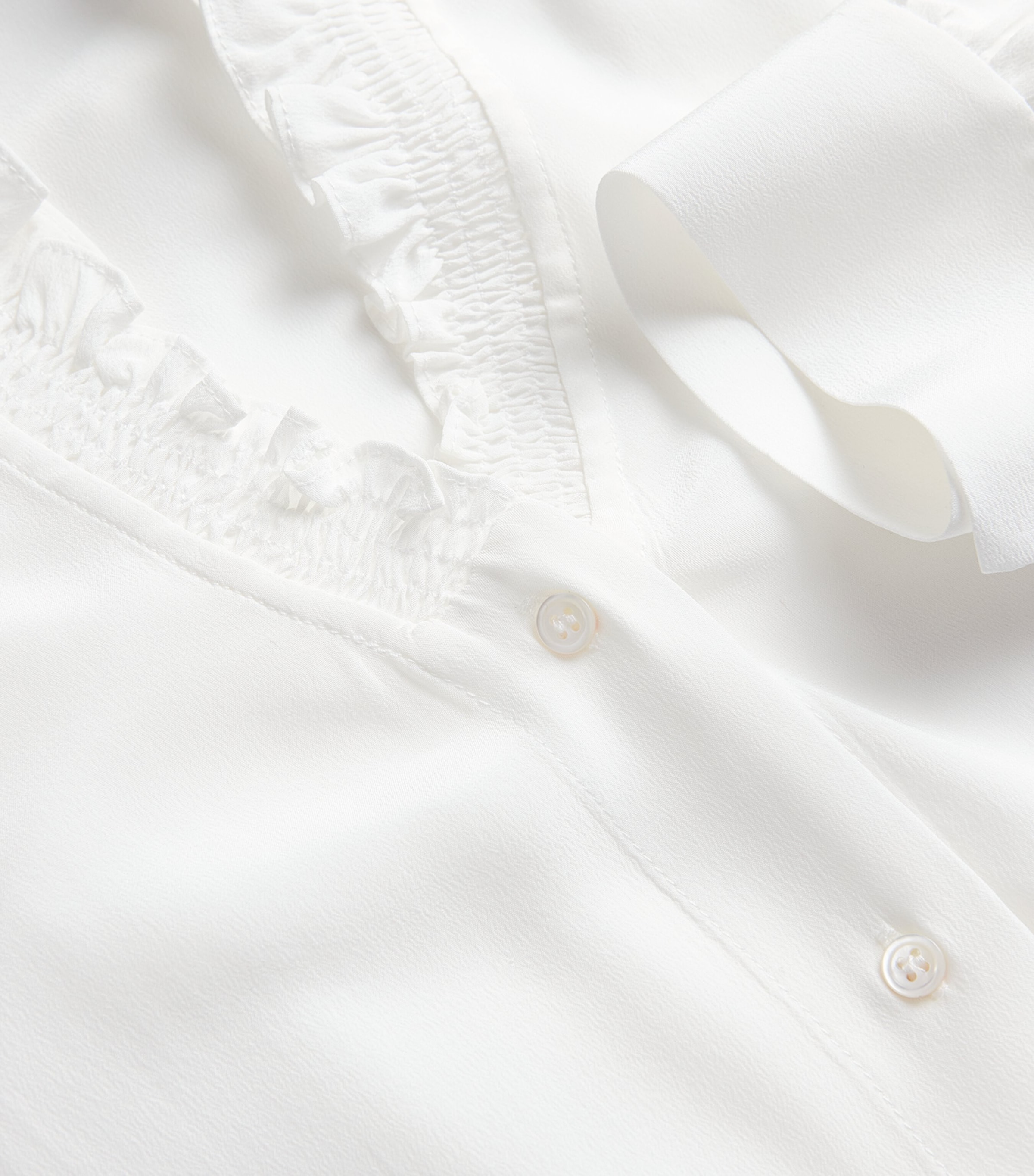 Silk Ruffle Collar Shirt WHITE Image 5