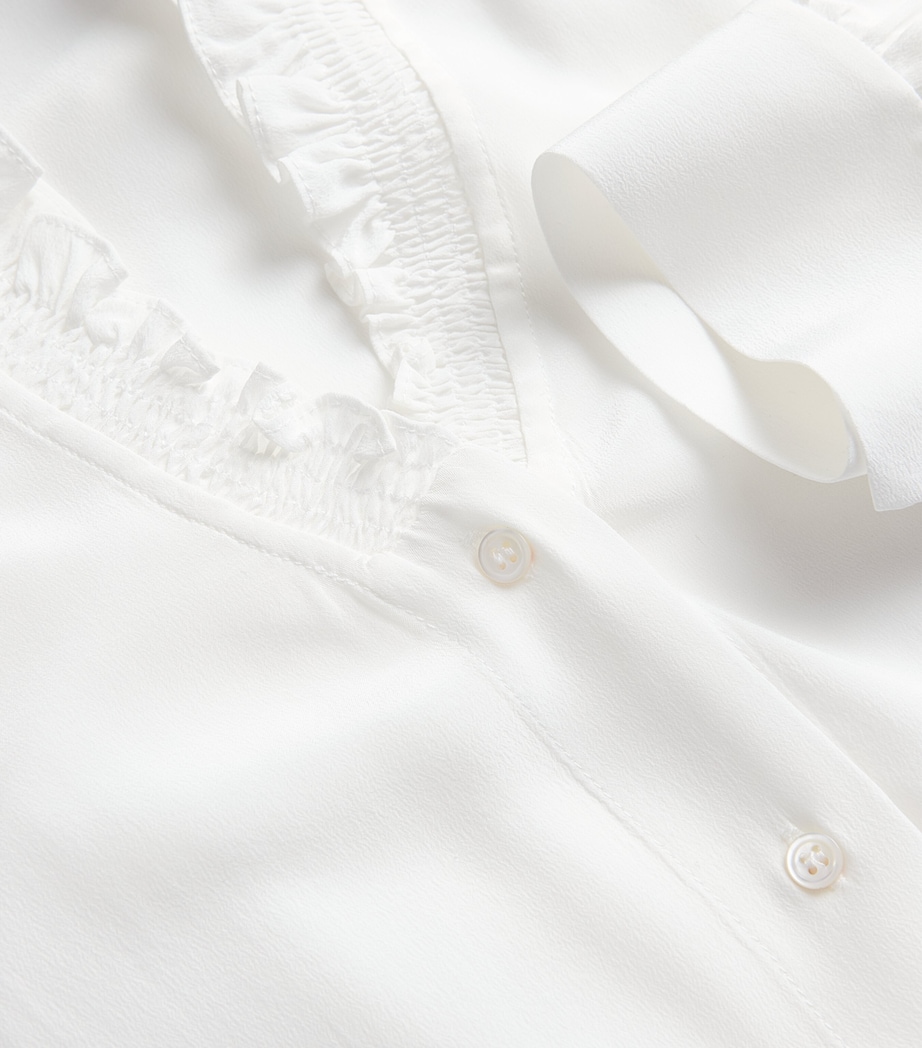 Silk Ruffle Collar Shirt WHITE Image 5
