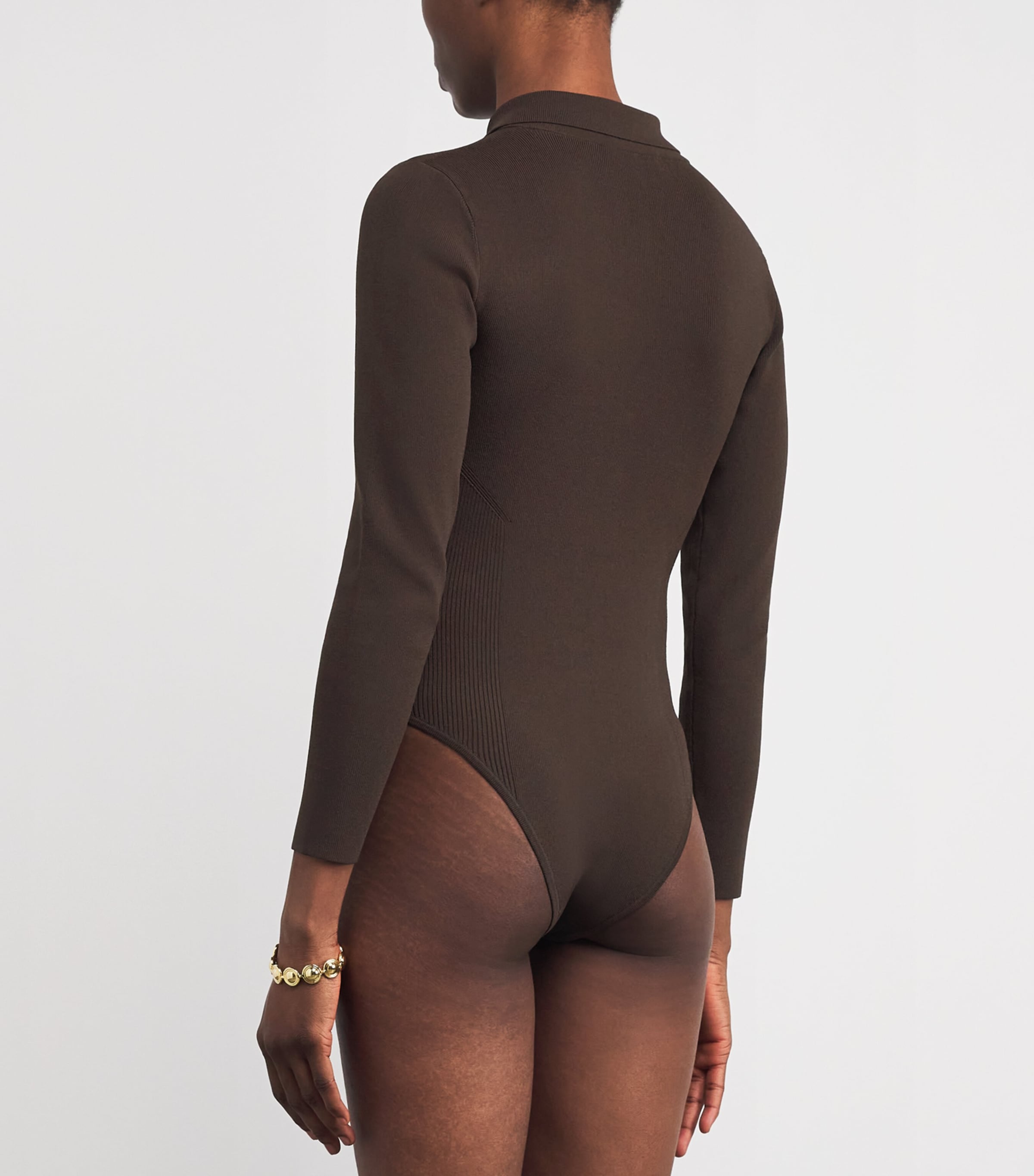 Knitted Elisabetta Bodysuit DARK BROWN/GOLD Image 4