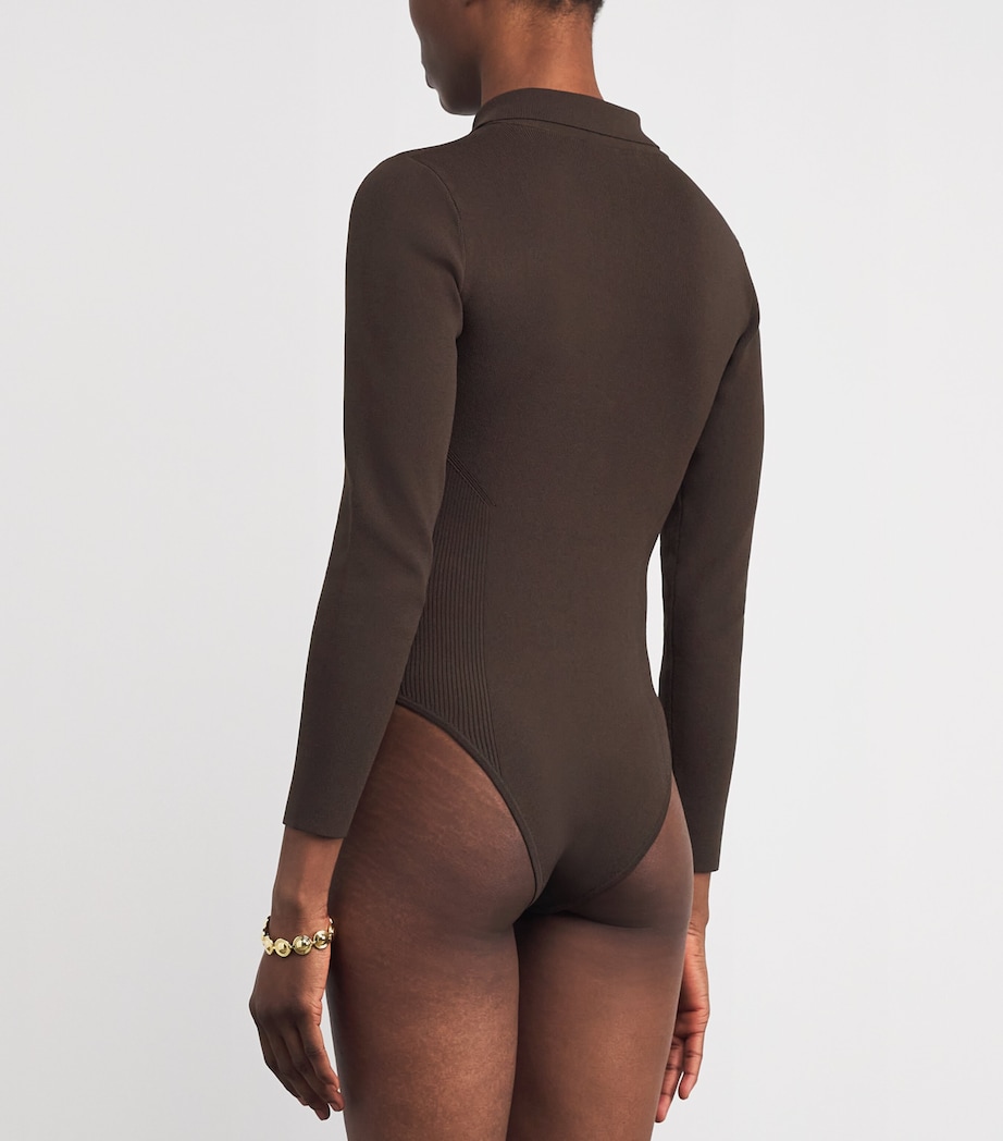 Knitted Elisabetta Bodysuit DARK BROWN/GOLD Image 4