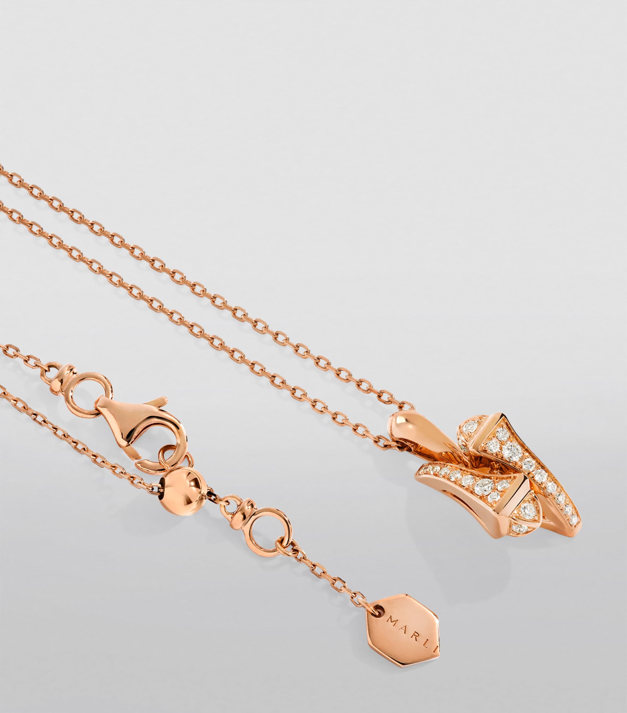Rose Gold and Diamond Cleo Huggie Pendant Necklace ROSE GOLD Image 2