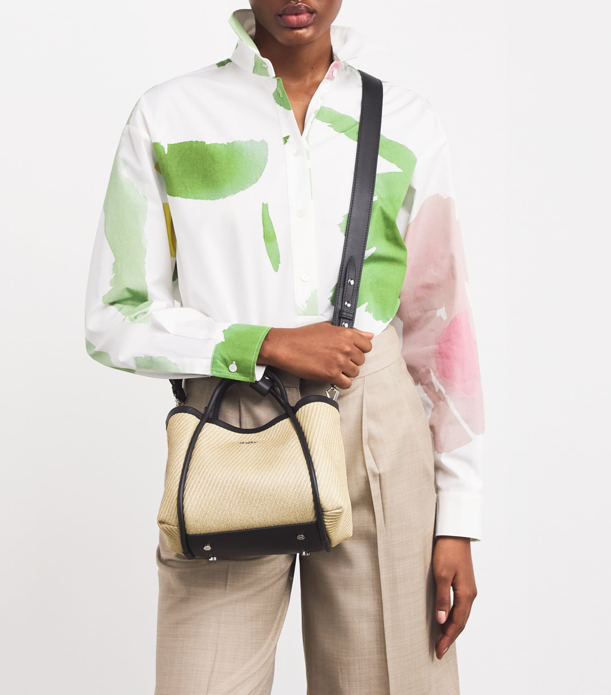 Max Mara Extra Small Raffia Marine Top-Handle Bag | Harrods US