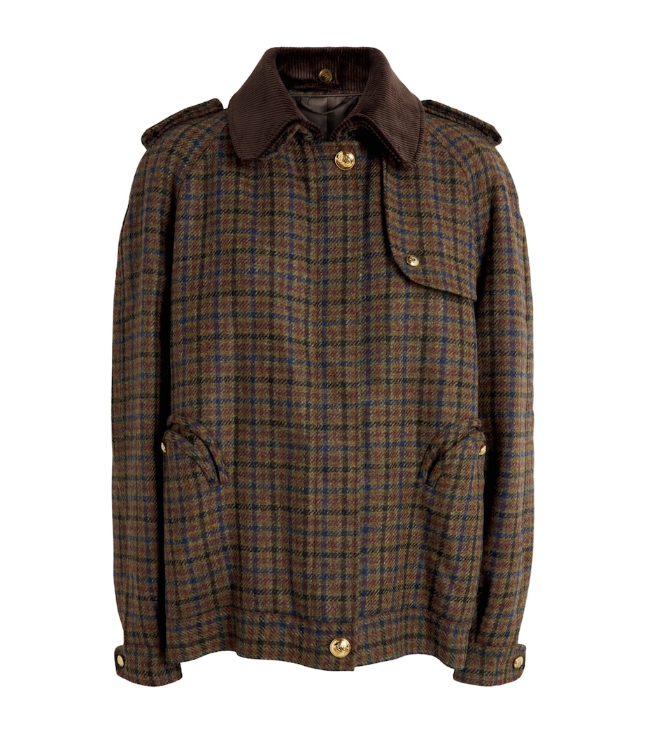 Blazé Milano Womens Virgin Wool Check Chausie Jacket Green/red Mix Image 1
