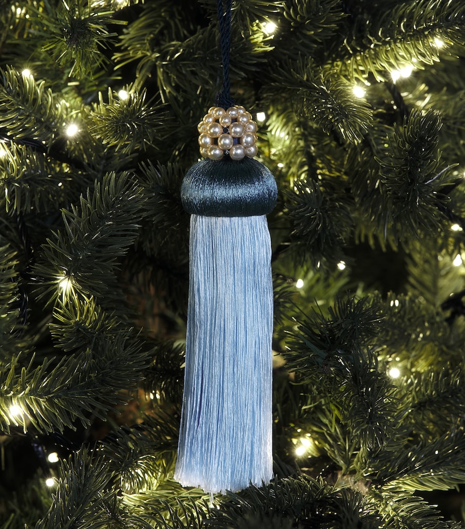 Jessica Light Pearl-Embellished Large Tassel Tree Decoration Pale Blue/teal Image 3