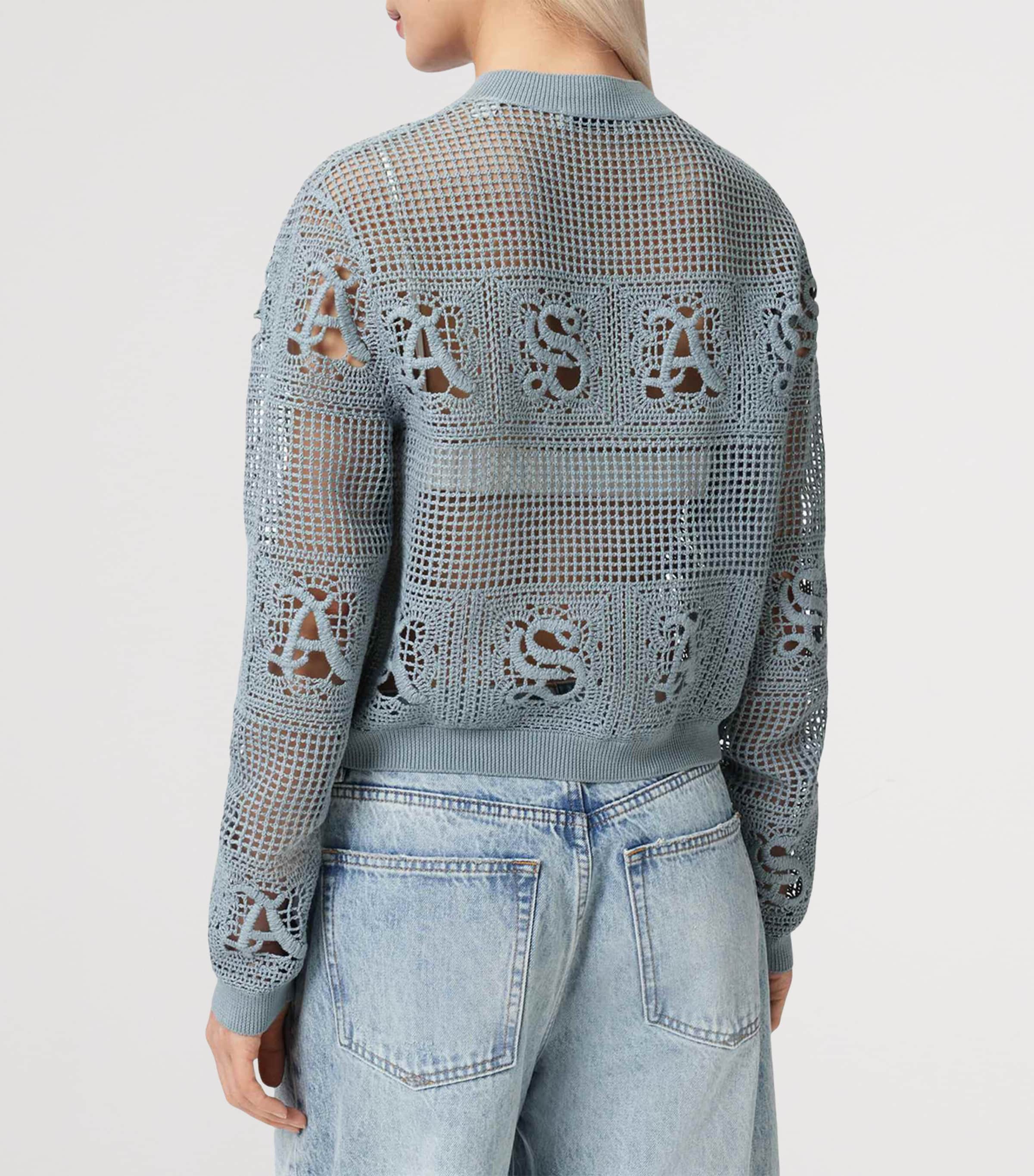 AllSaints Womens Organic Cotton Kyra Cardigan Quarry Blue Image 4