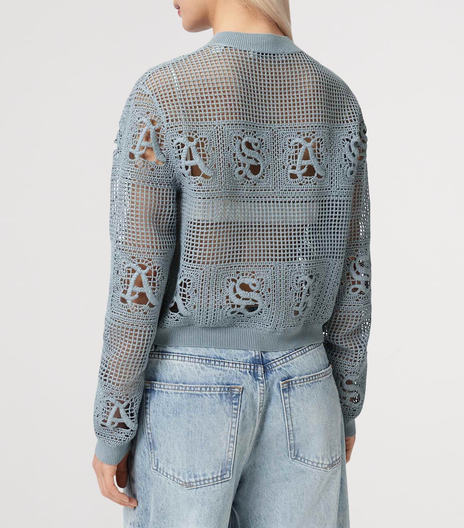 AllSaints Womens Organic Cotton Kyra Cardigan Quarry Blue Image 4