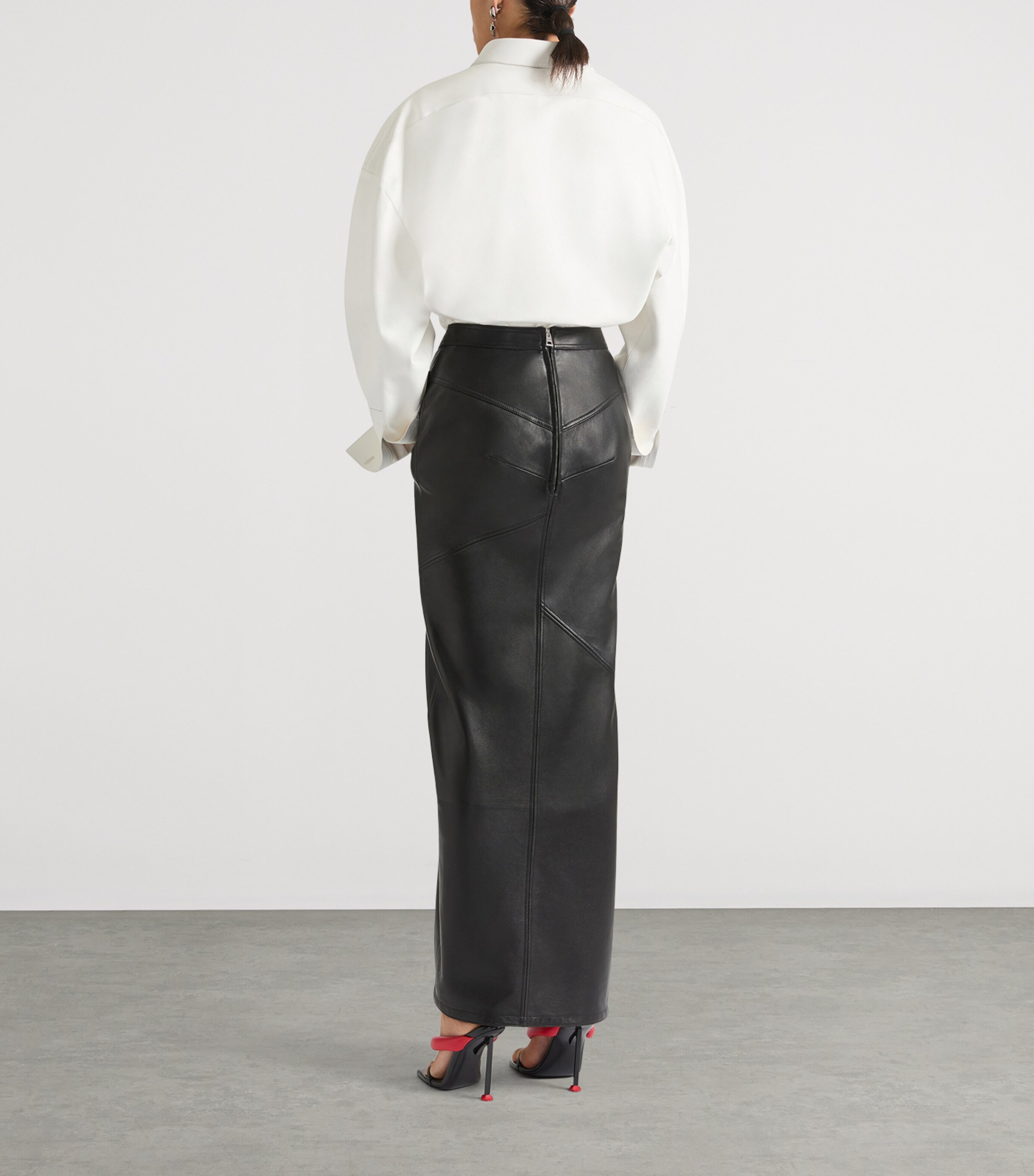 Givenchy Womens Lambskin Wrap Midi Skirt Black Image 5