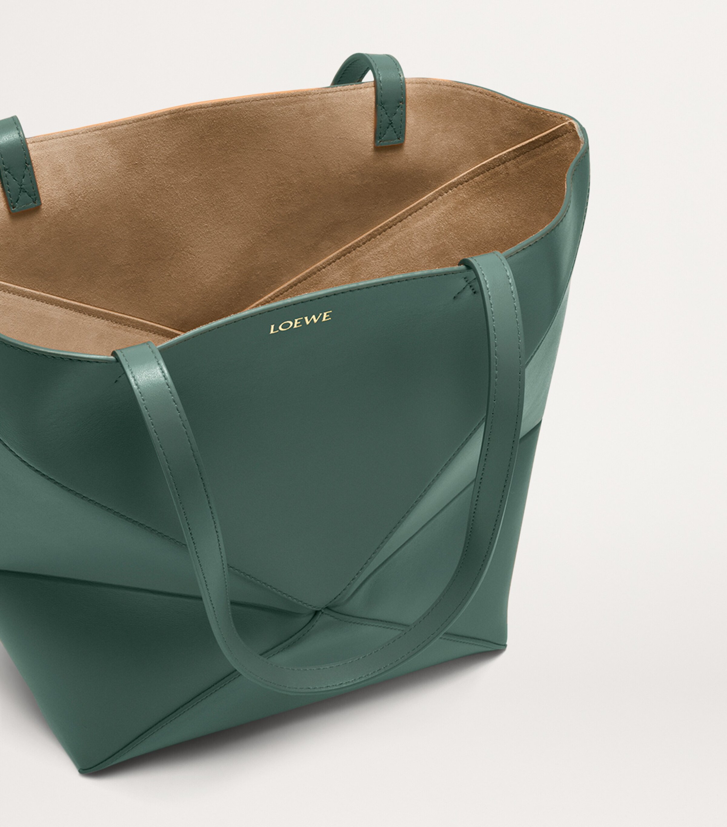 LOEWE Medium Leather Puzzle Fold Tote Bag Vetiver Image 7