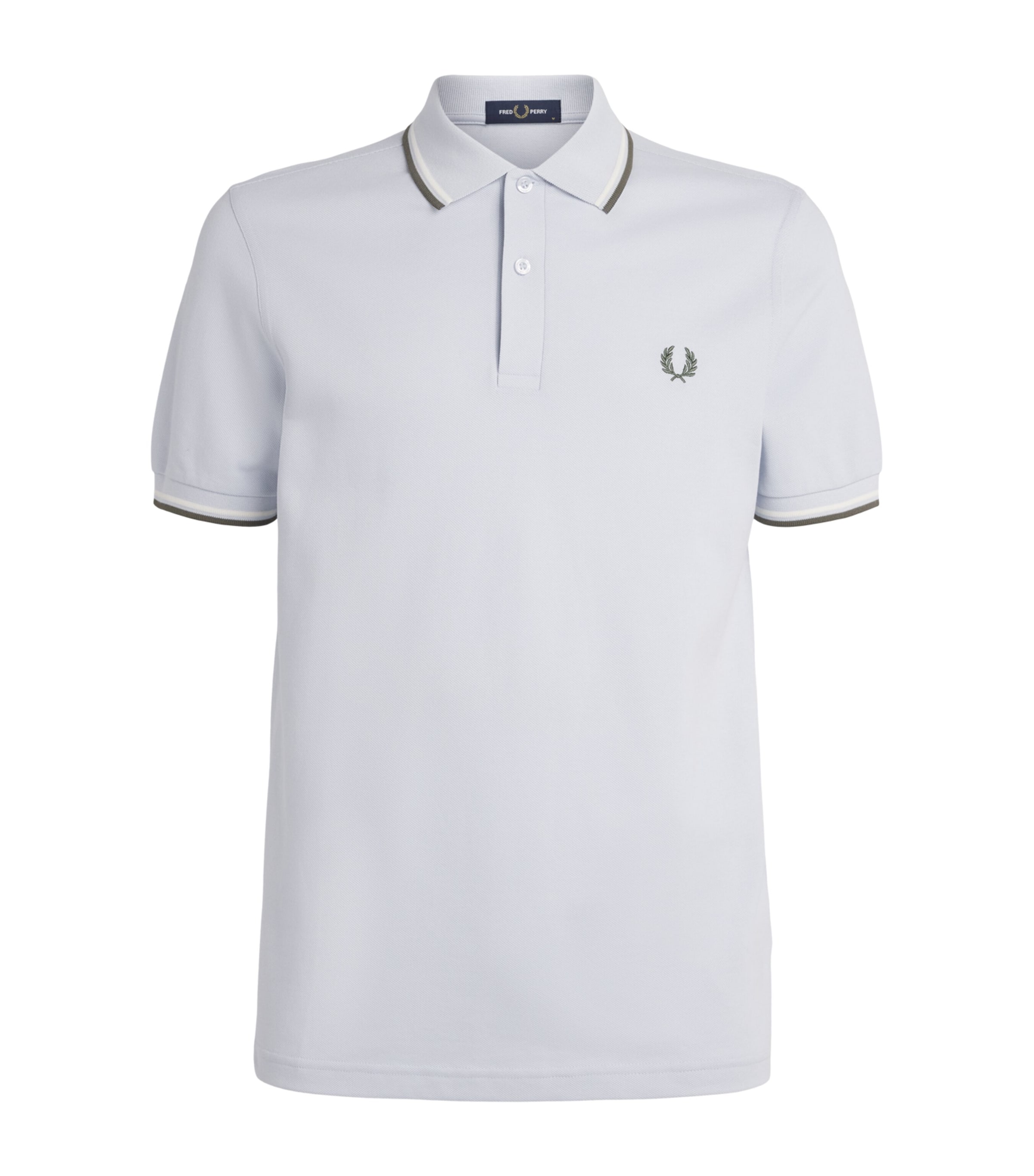 Fred Perry Mens Cotton Twin Tipped Polo Shirt Dusky Blue/ecru Image 1