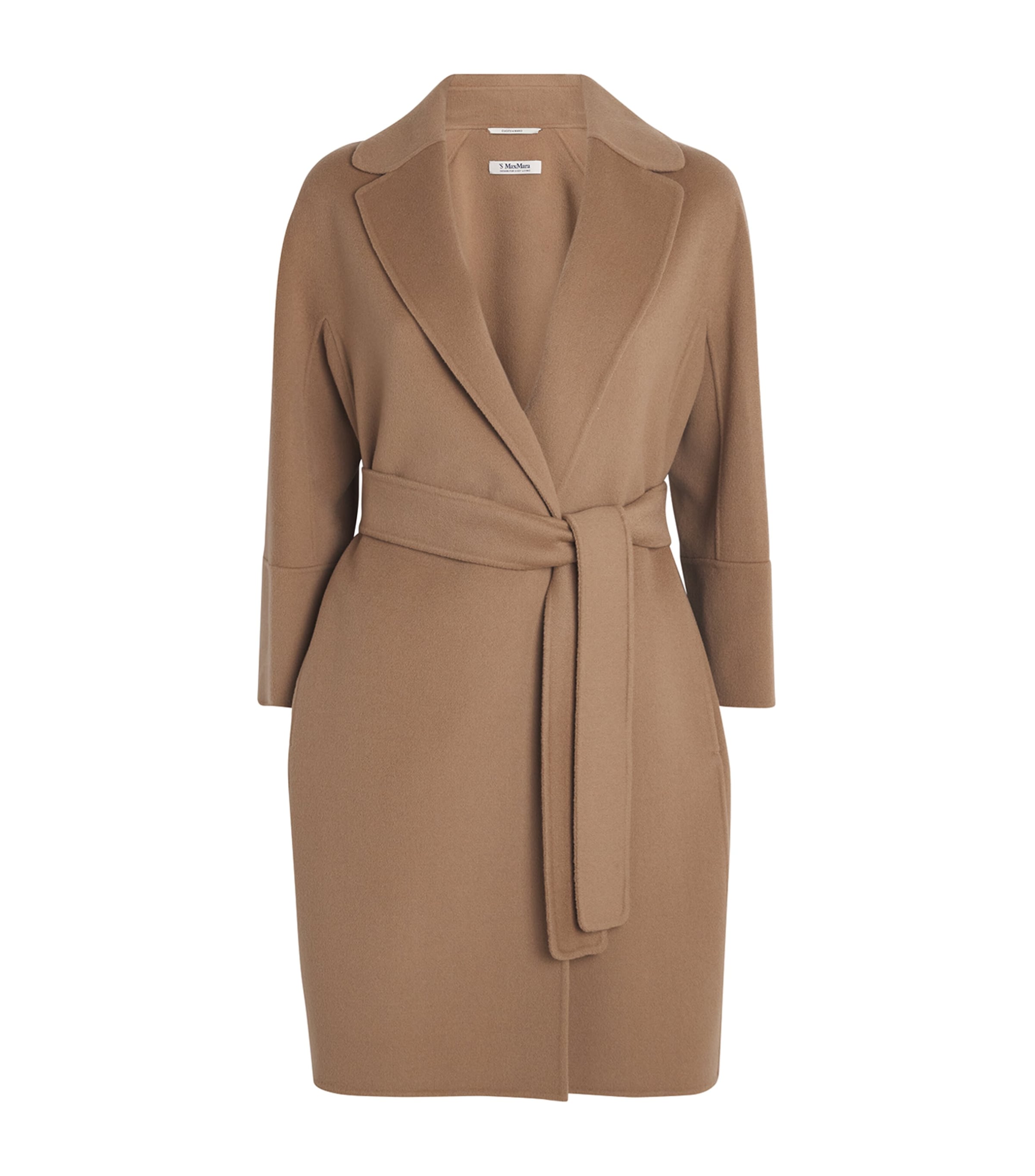 Virgin Wool Short Wrap Coat CAMEL Image 1