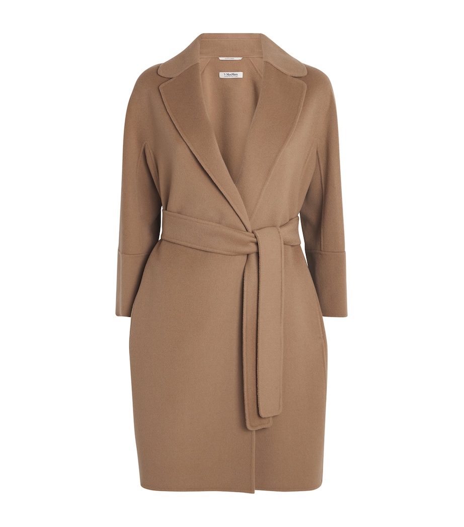 Virgin Wool Short Wrap Coat CAMEL Image 1