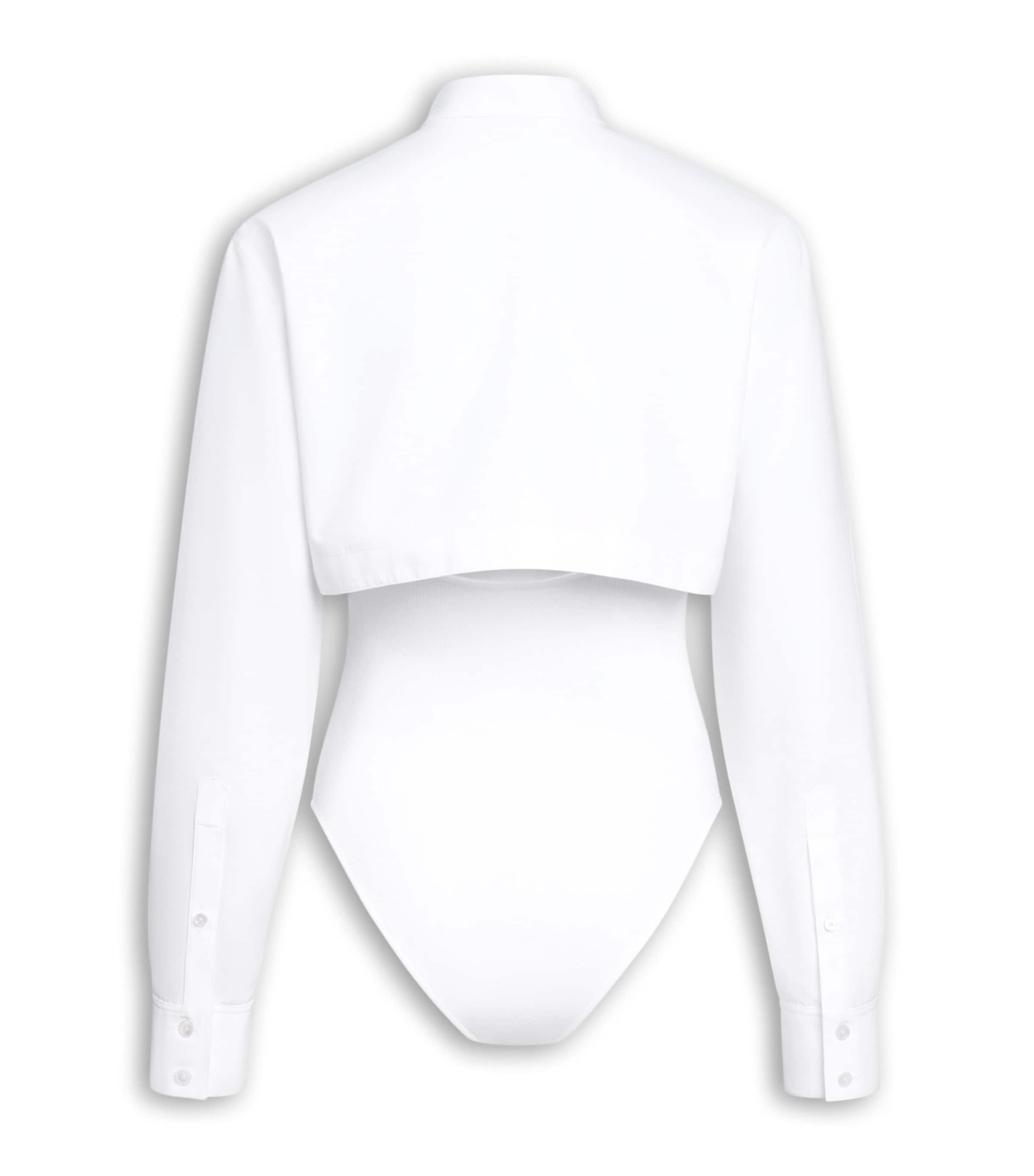 Alaïa Womens Cotton Poplin Shirt Bodysuit Blanc Image 2