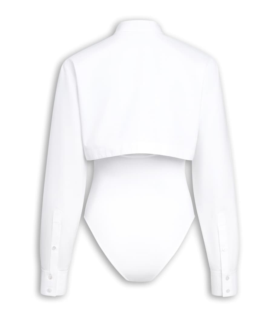 Alaïa Womens Cotton Poplin Shirt Bodysuit Blanc Image 2