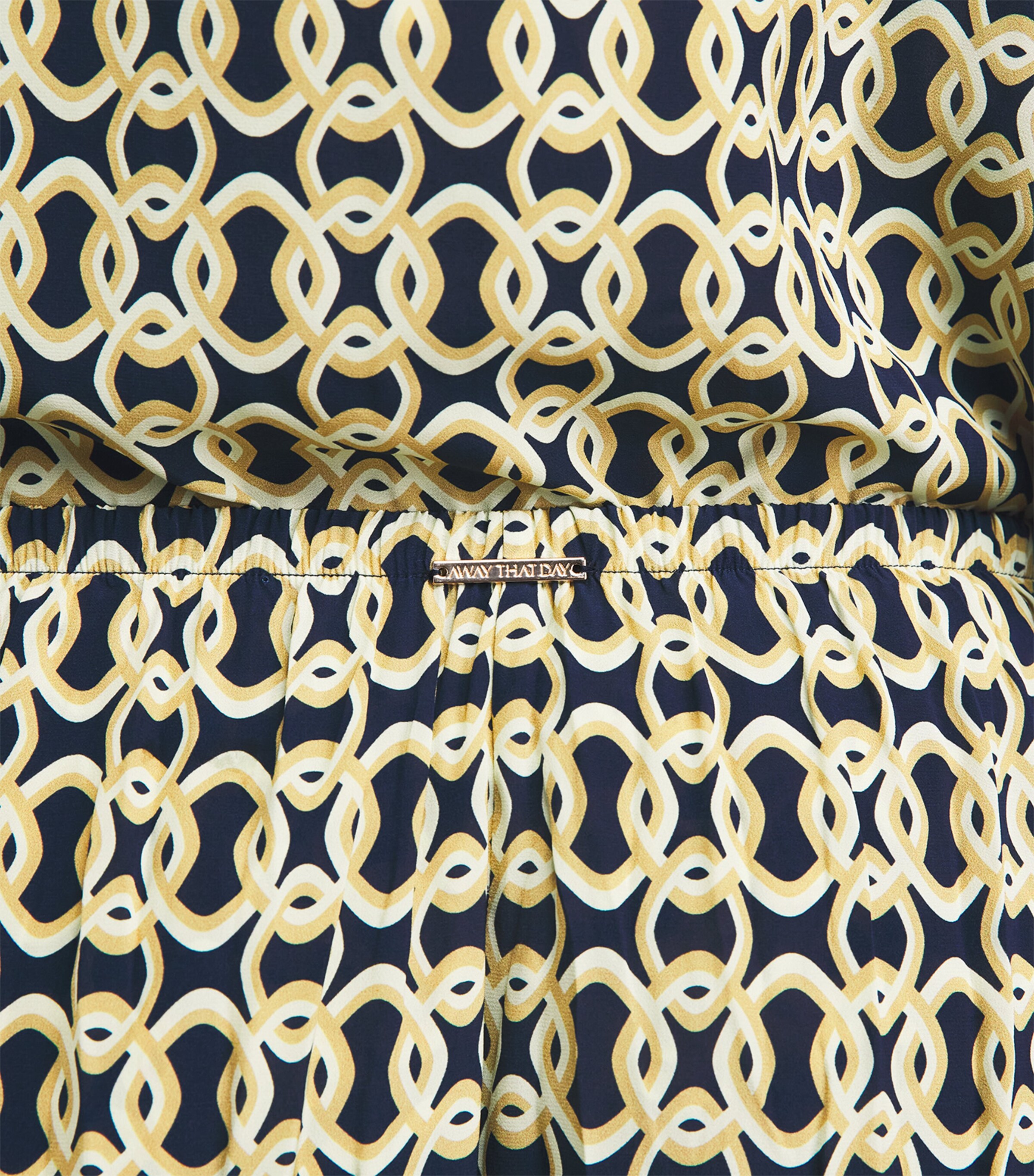 AWAY THAT DAY Womens Geometric Print St. Barts Trousers Navy/gold Link Prnt Image 3