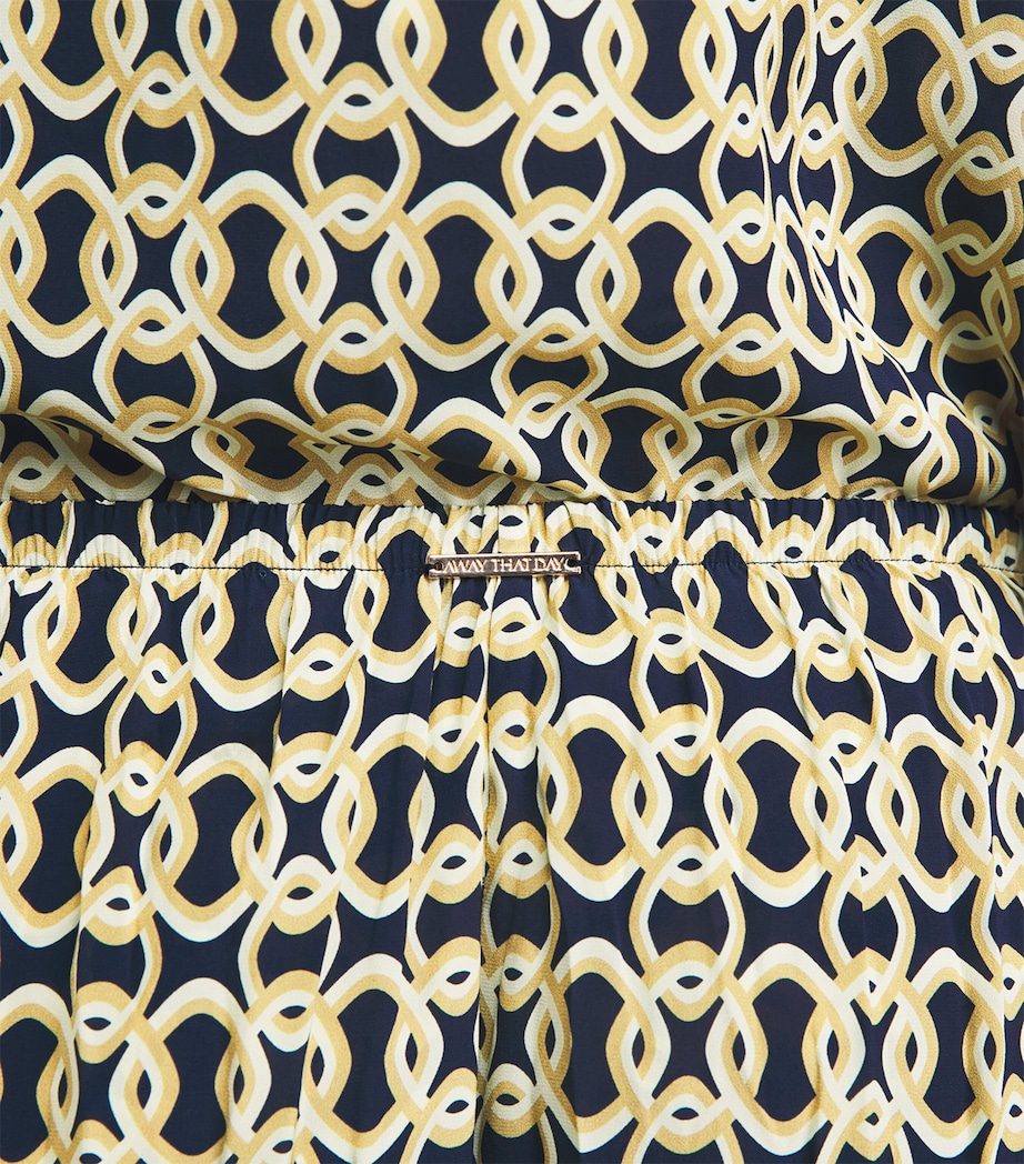 AWAY THAT DAY Womens Geometric Print St. Barts Trousers Navy/gold Link Prnt Image 3