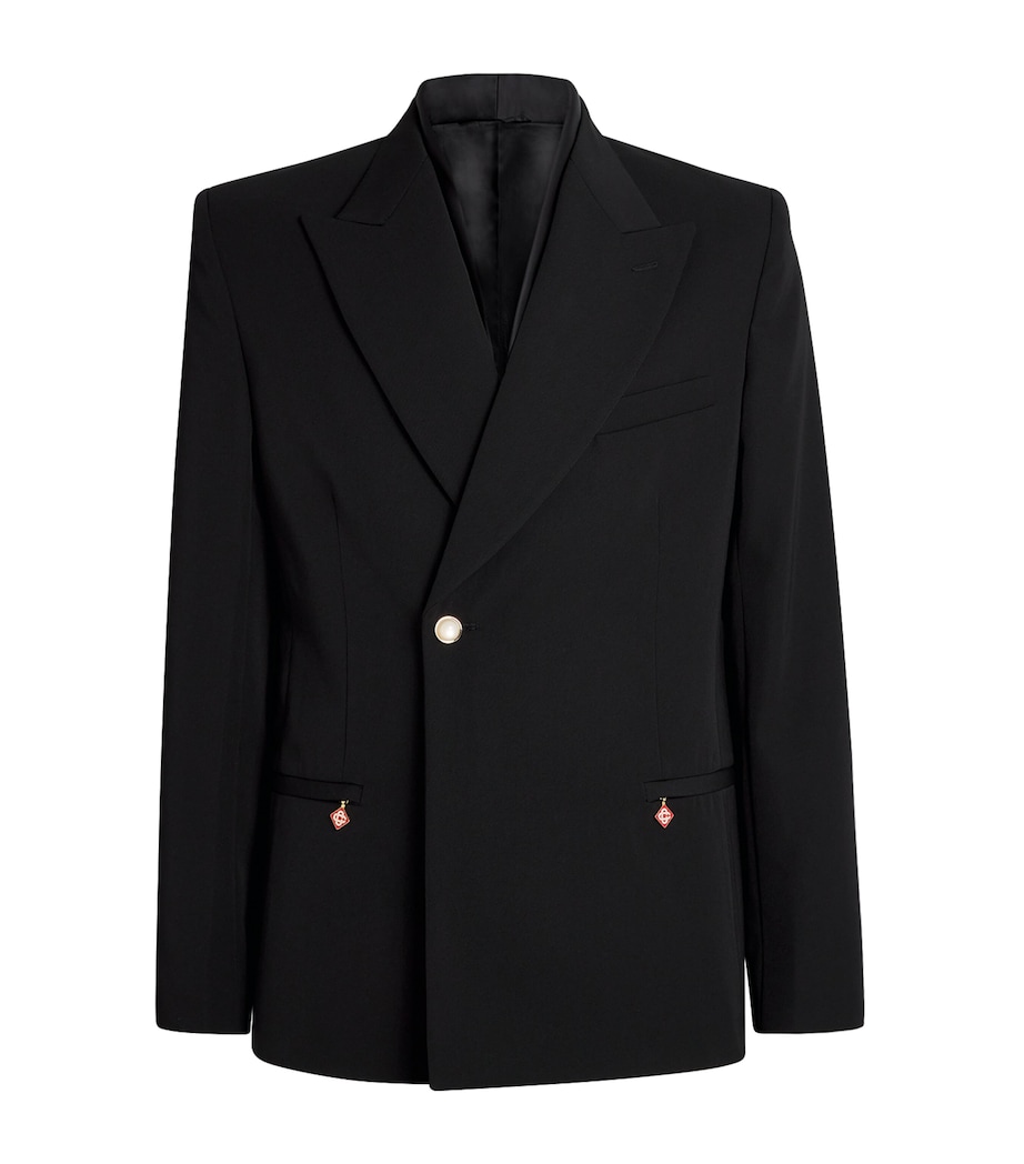 Wool Double-Breasted Blazer BLACK Image 1