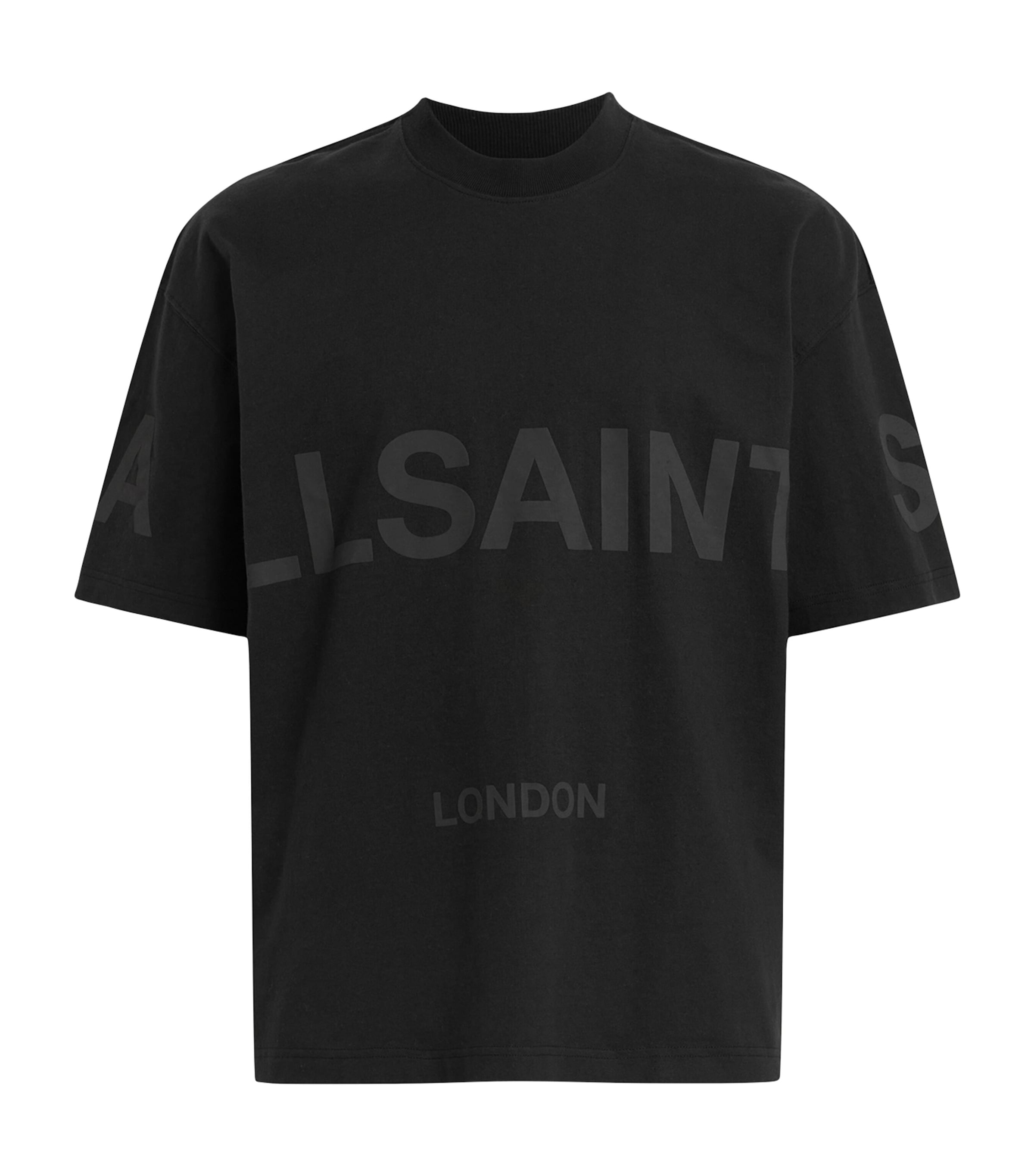 AllSaints Mens Cotton Biggy Logo T-Shirt Jet Black Image 1