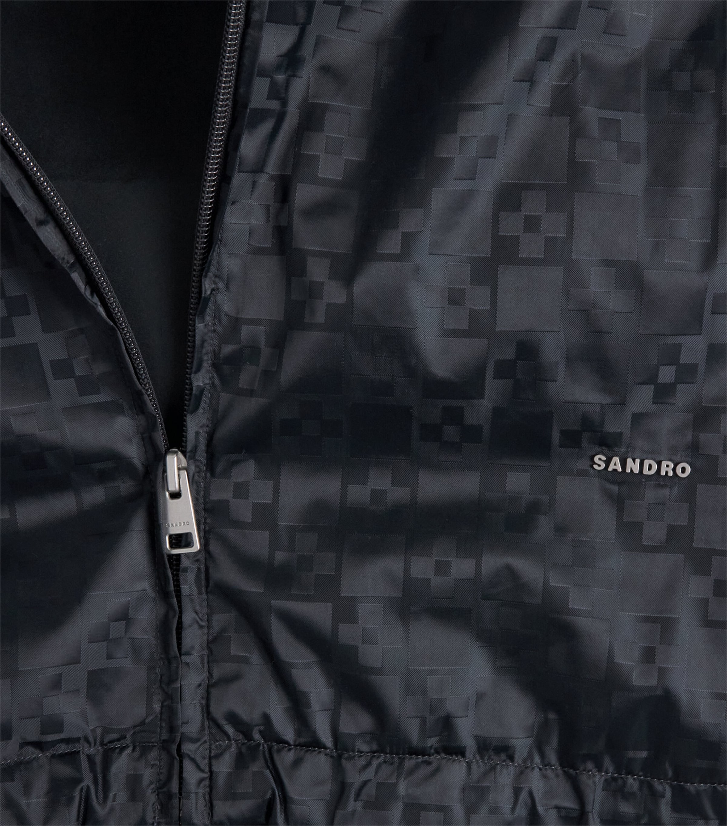 Sandro Paris Mens Technical Fabric Jacquard Jacket Dark Grey Image 6