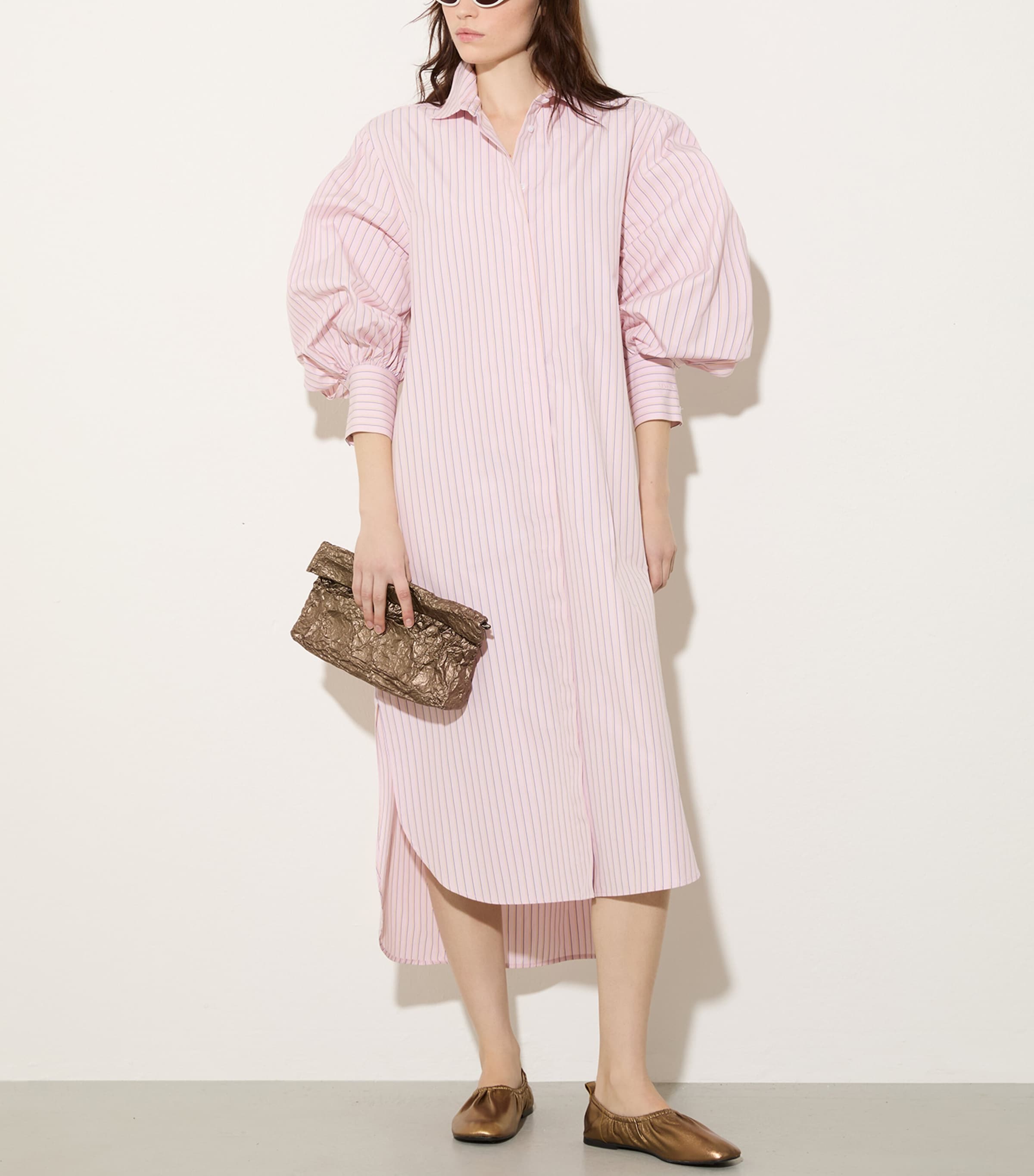 MAX&Co. Womens Cotton Pinstripe Shirt Dress Powder Image 2