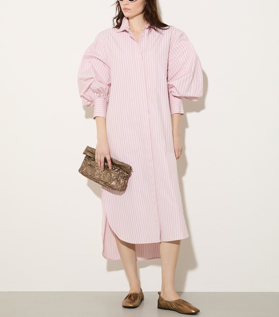 MAX&Co. Womens Cotton Pinstripe Shirt Dress Powder Image 2