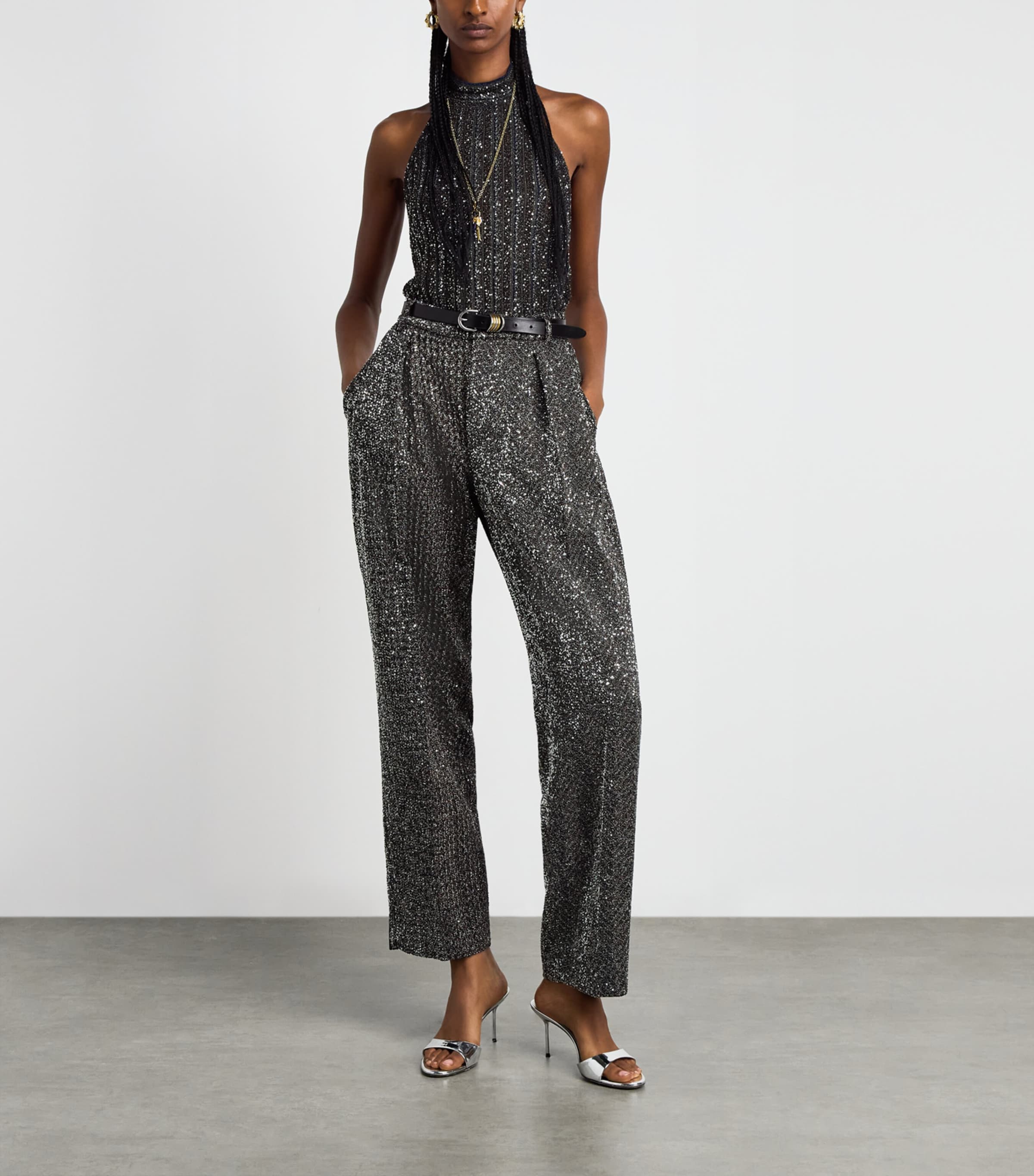 Missoni Womens Metallic Straight Trousers Blk/rst/slvr Image 2