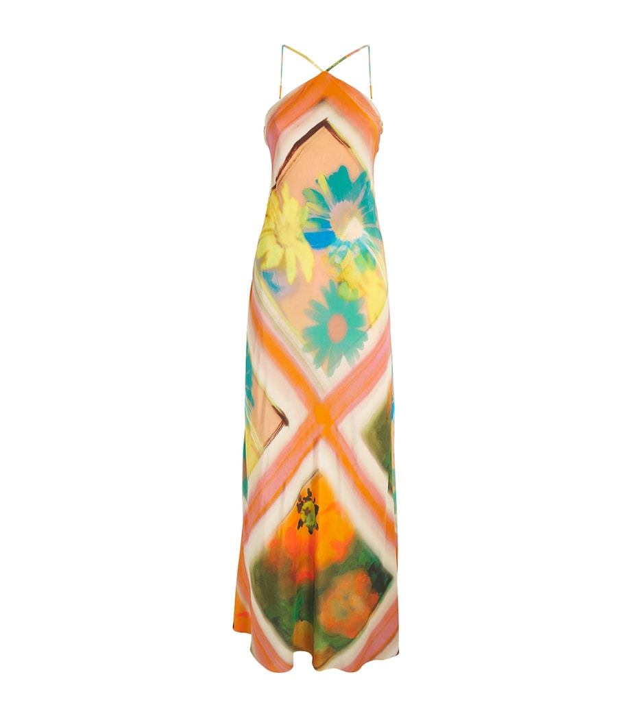 STAUD Womens Halterneck Cubism Maxi Dress Sprblm Scf Sbsr Image 1