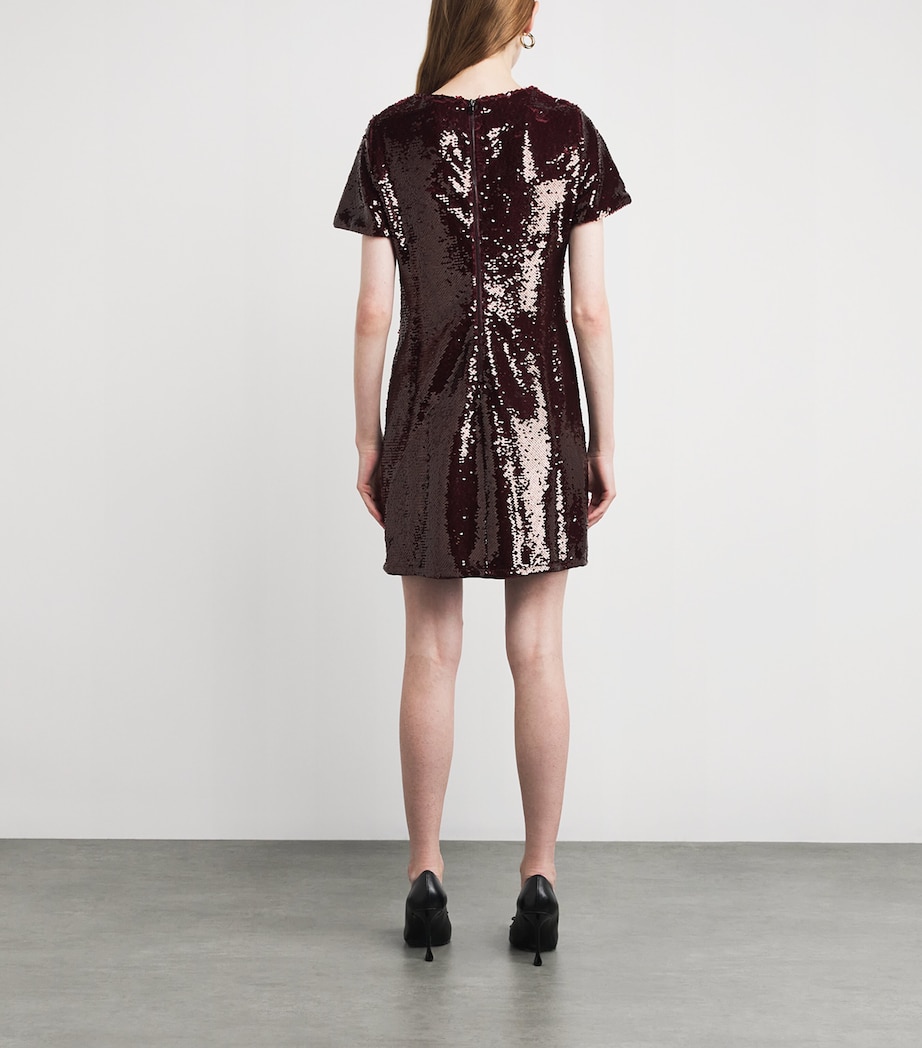 Sequinned Mini Dress BURGUNDY Image 3