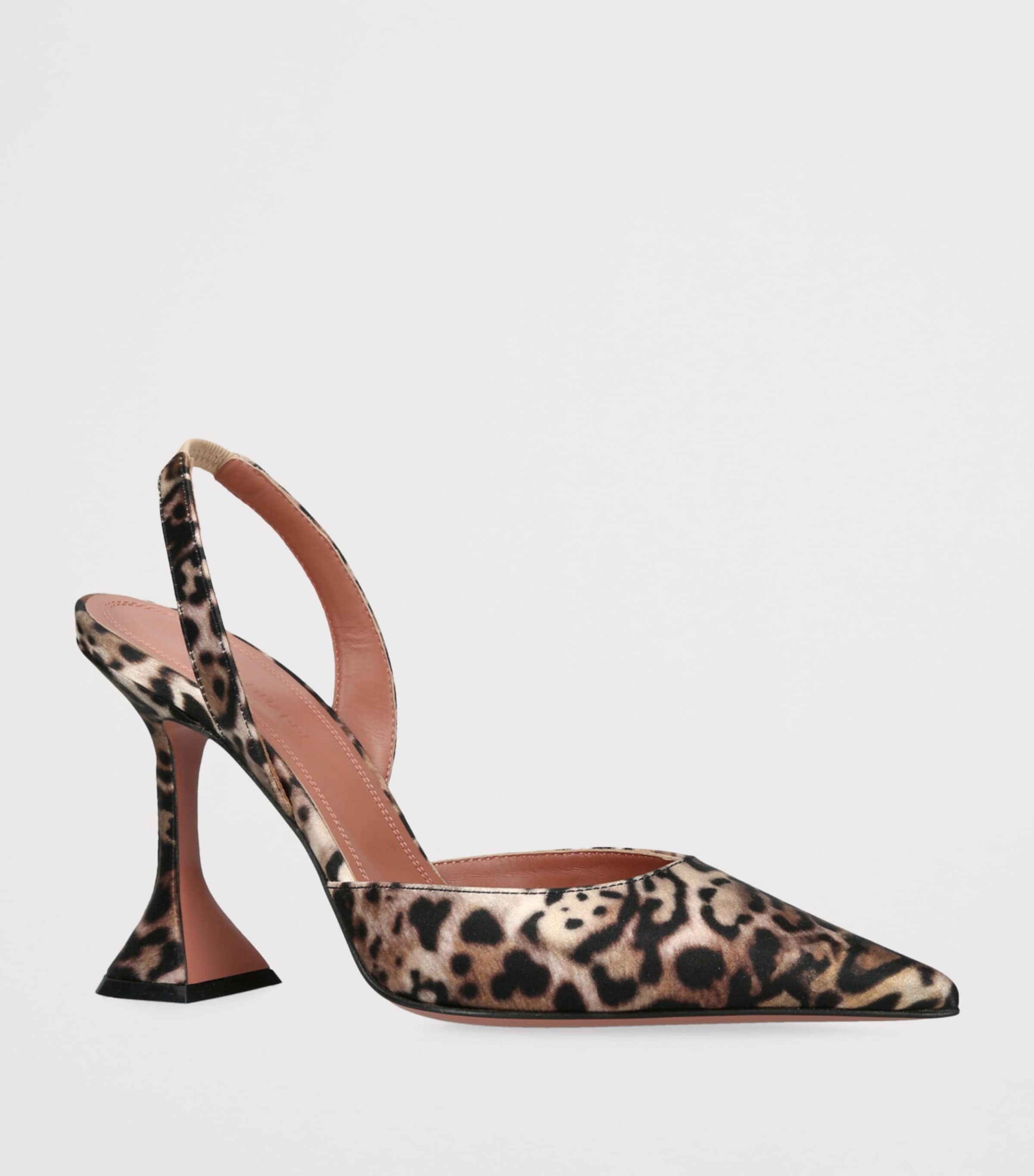Amina Muaddi Satin Leopard Print Holli Slingback Heels 95 Dk.brn Com Image 3