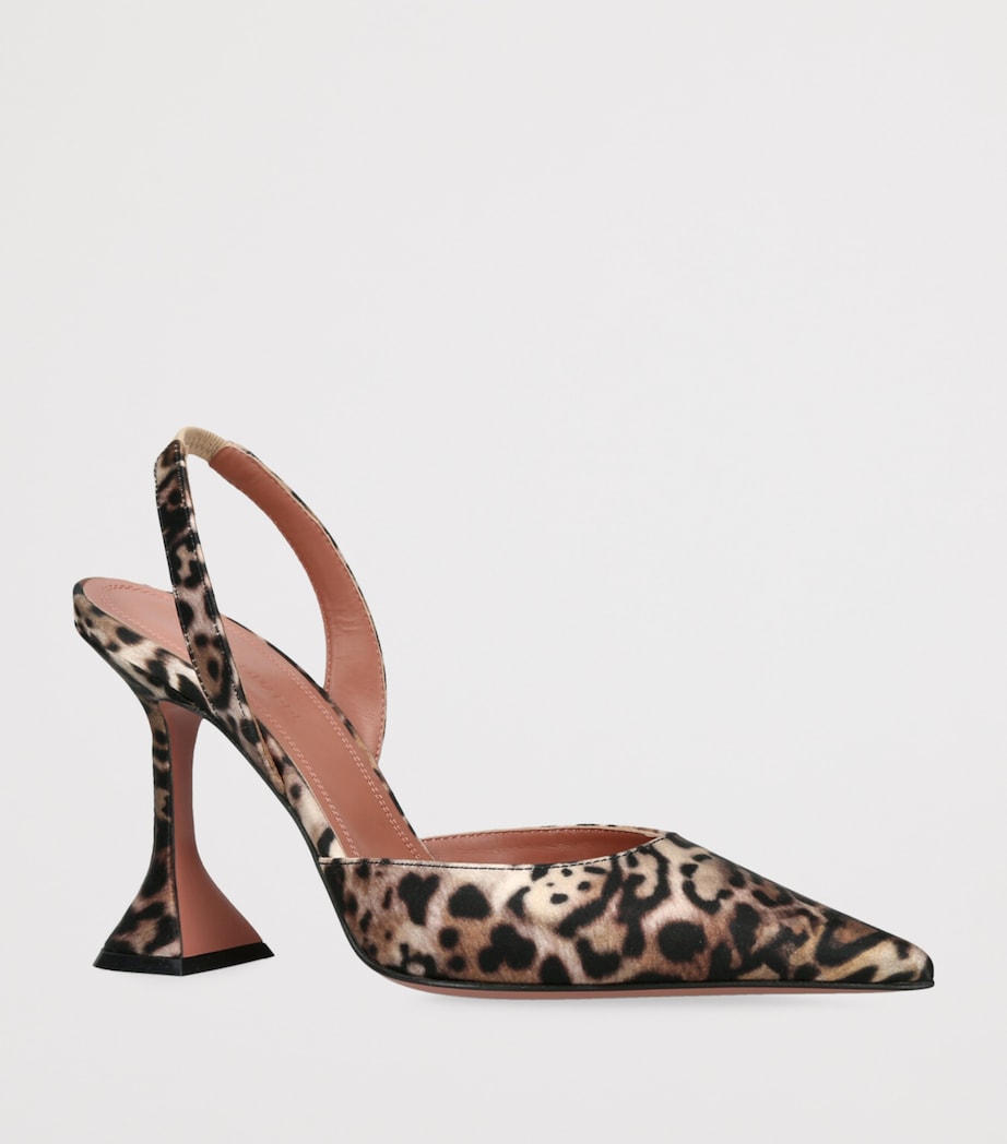 Amina Muaddi Satin Leopard Print Holli Slingback Heels 95 Dk.brn Com Image 3