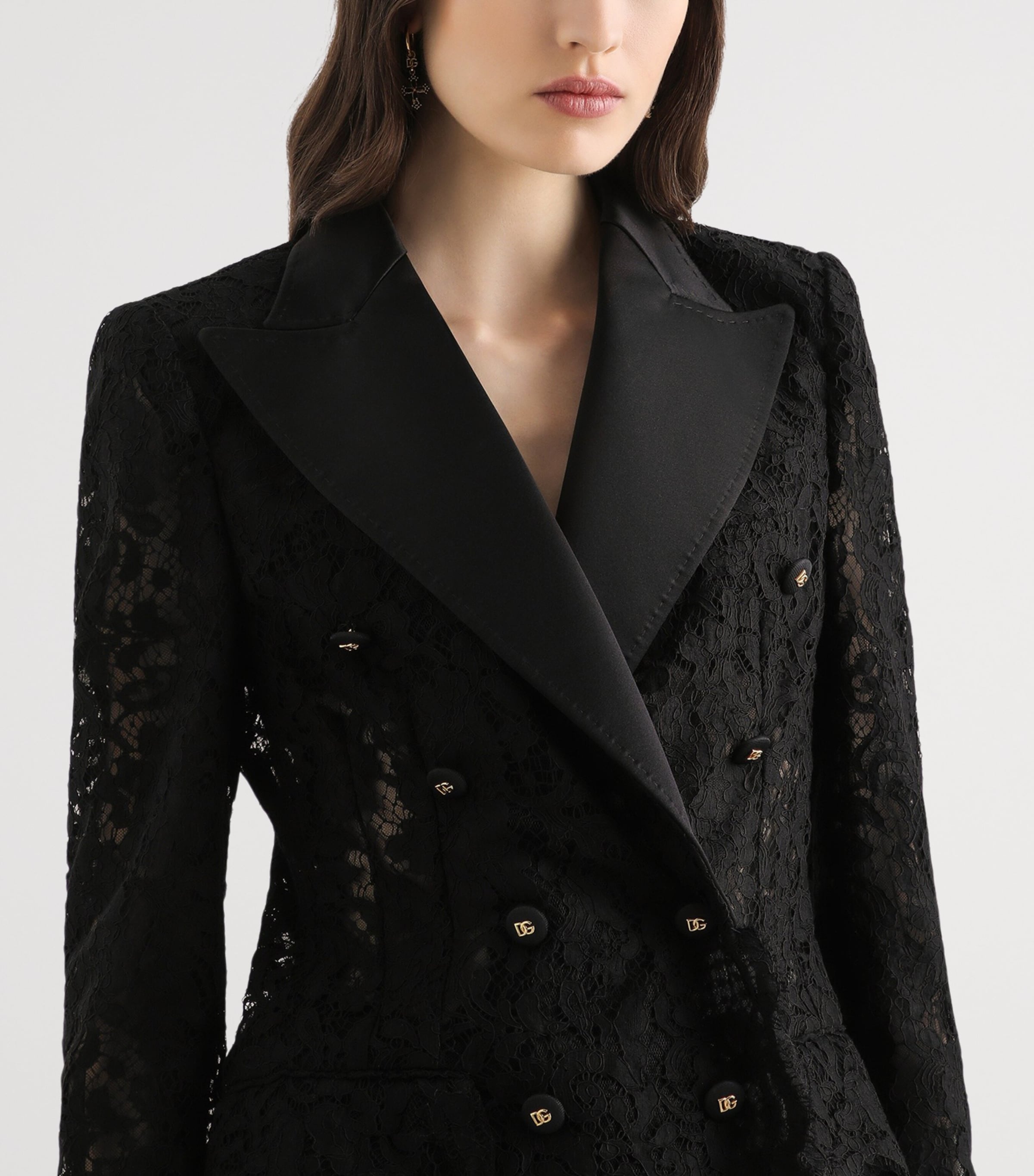 Dolce&Gabbana Womens Floral Lace Blazer Blac Image 5