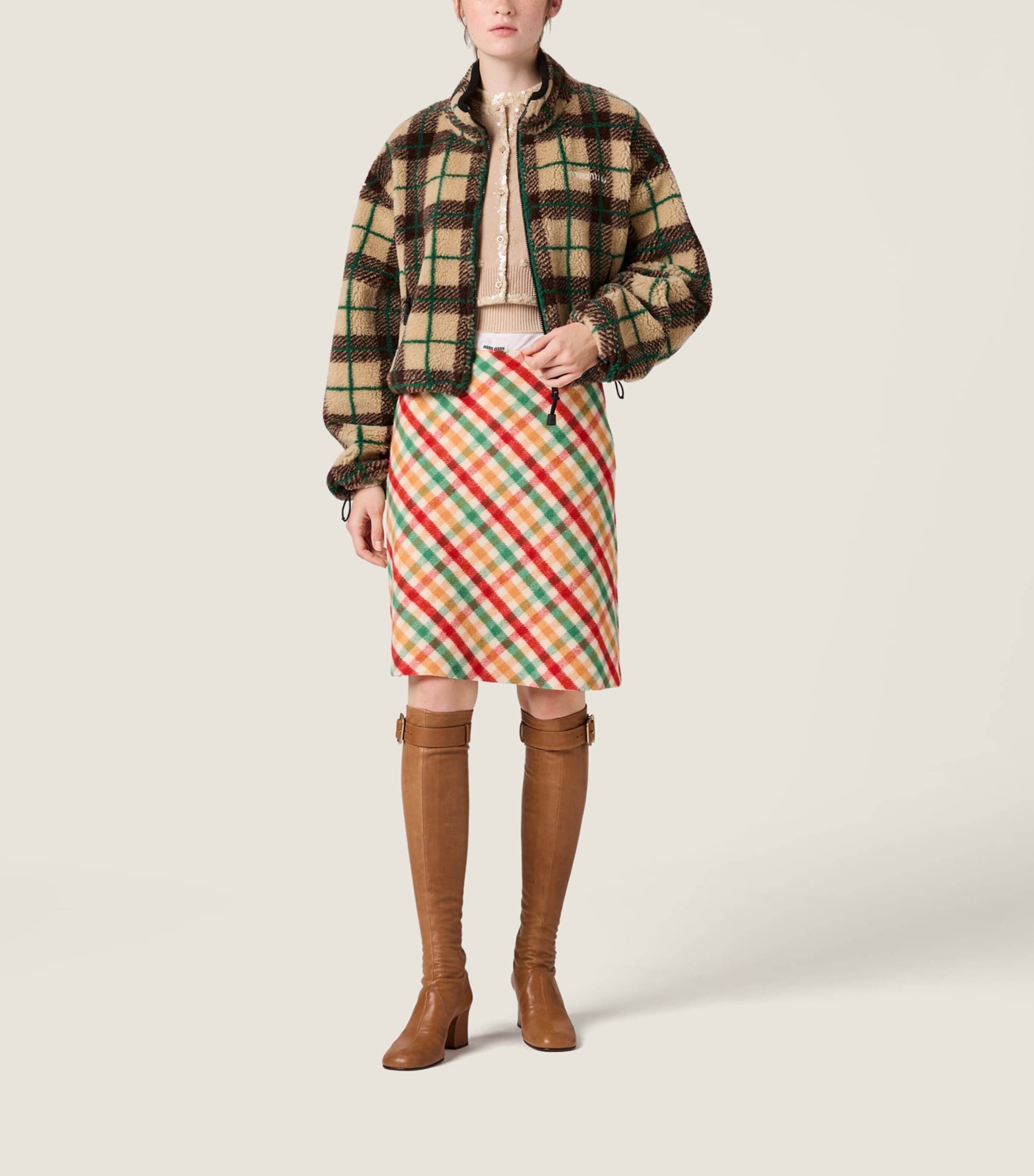 Check Teddy Fleece Jacket F042Q Image 2