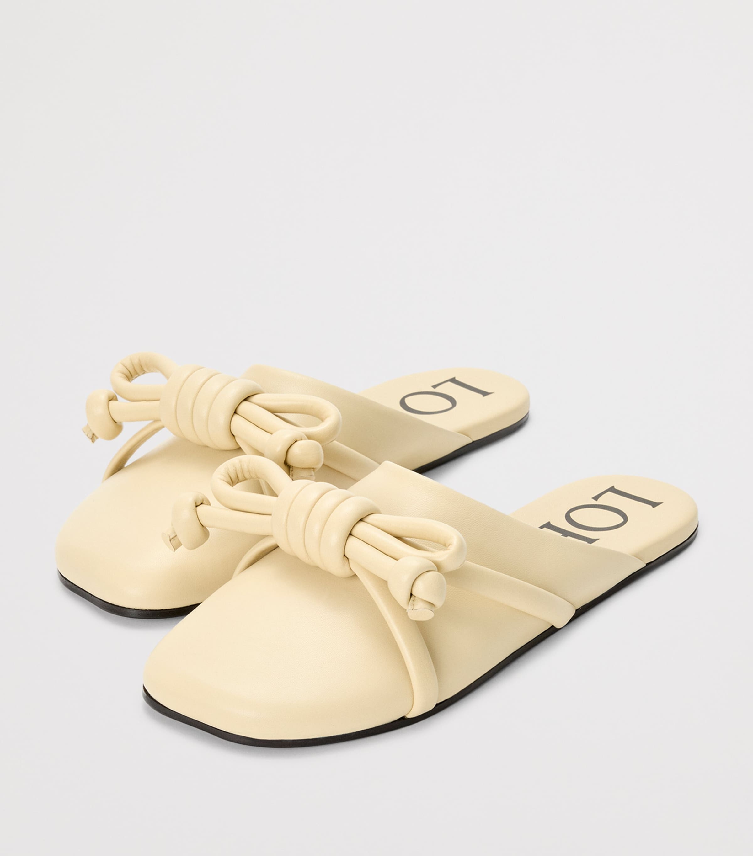 LOEWE Lambskin Flamenco Knot Mules Butter Image 2