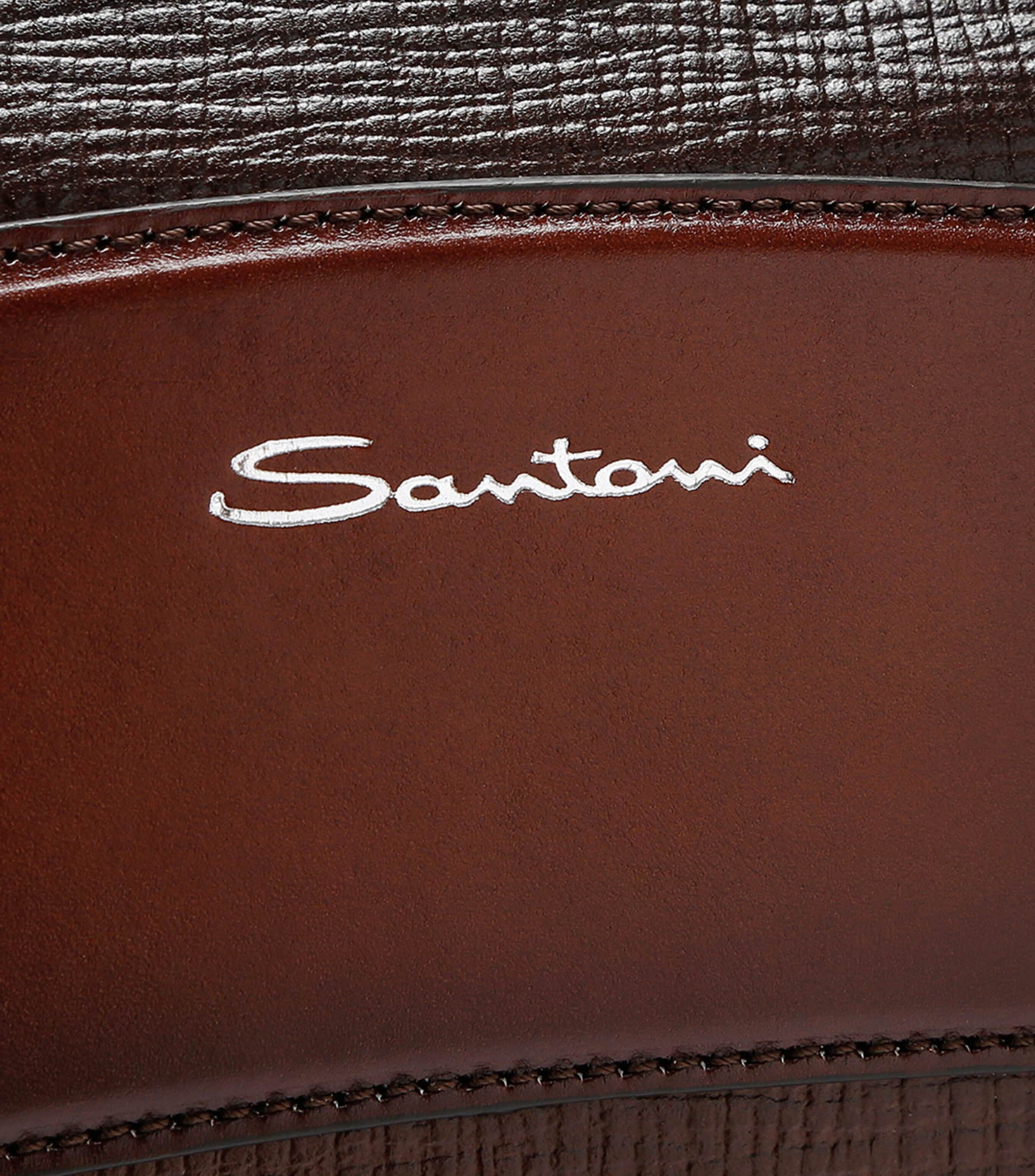 Santoni Leather Weekend Bag Dark Brown Image 4