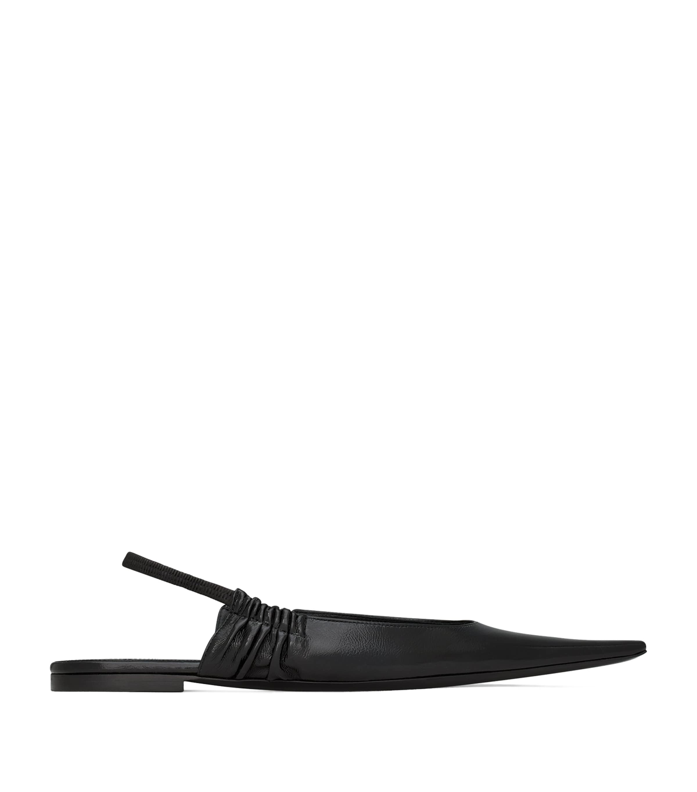 Saint Laurent Leather Anne-marie Slingback Flats In Black