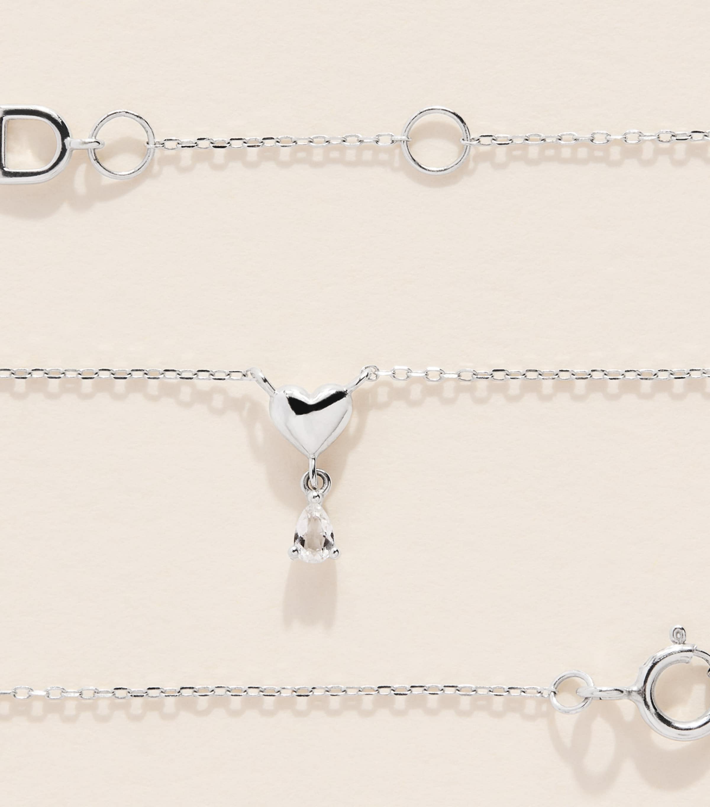 Astrid & Miyu White Gold and Topaz Heart Necklace White Gold Image 5